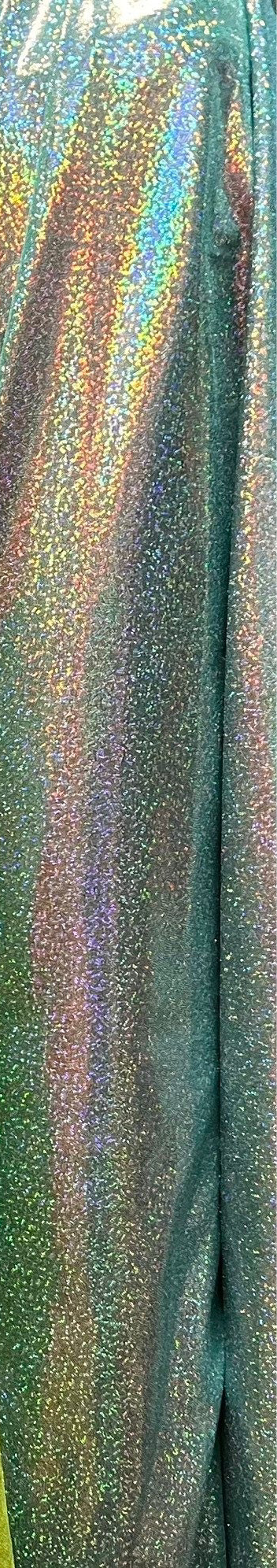 Shiny Mystique w/hologram foggy foil nylon spandex 4-stretch 58/60”Sold by the YD.Ships worldwide from Los Angeles California USA
