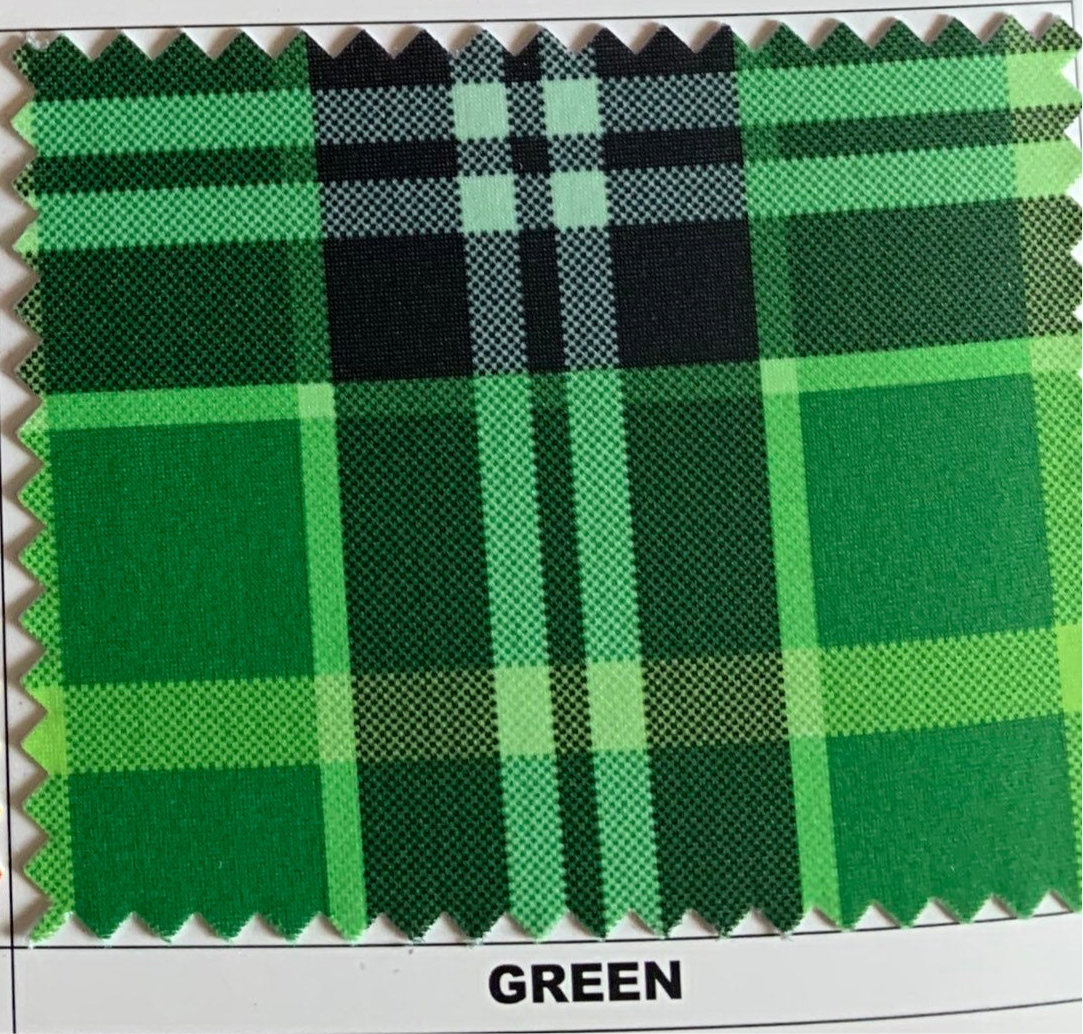 Plaid tartan design print on the best quality nylon spandex 4- way stretch 58/60”solid by the YD. ships Worldwide from Los Angeles ca USA.