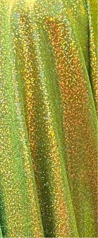 Shiny Mystique w/hologram foggy foil nylon spandex 4-stretch 58/60”Sold by the YD.Ships worldwide from Los Angeles California USA