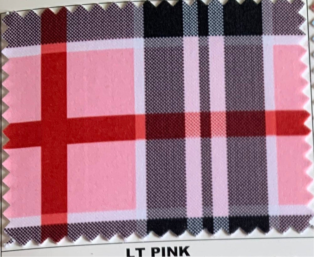 Plaid tartan design print on the best quality nylon spandex 4- way stretch 58/60”solid by the YD. ships Worldwide from Los Angeles ca USA.