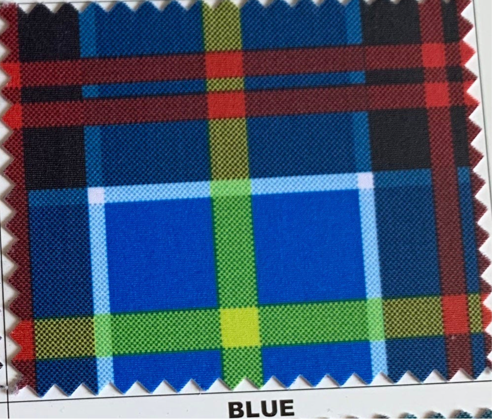 Plaid tartan design print on the best quality nylon spandex 4- way stretch 58/60”solid by the YD. ships Worldwide from Los Angeles ca USA.