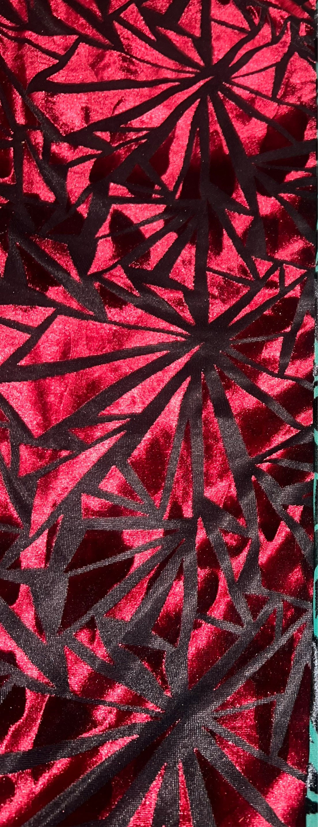 New Italian burnout geometric design stretch velvet 4-stretch 58/60”sold by the YD.Ships worldwide from Los Angeles California USA.
