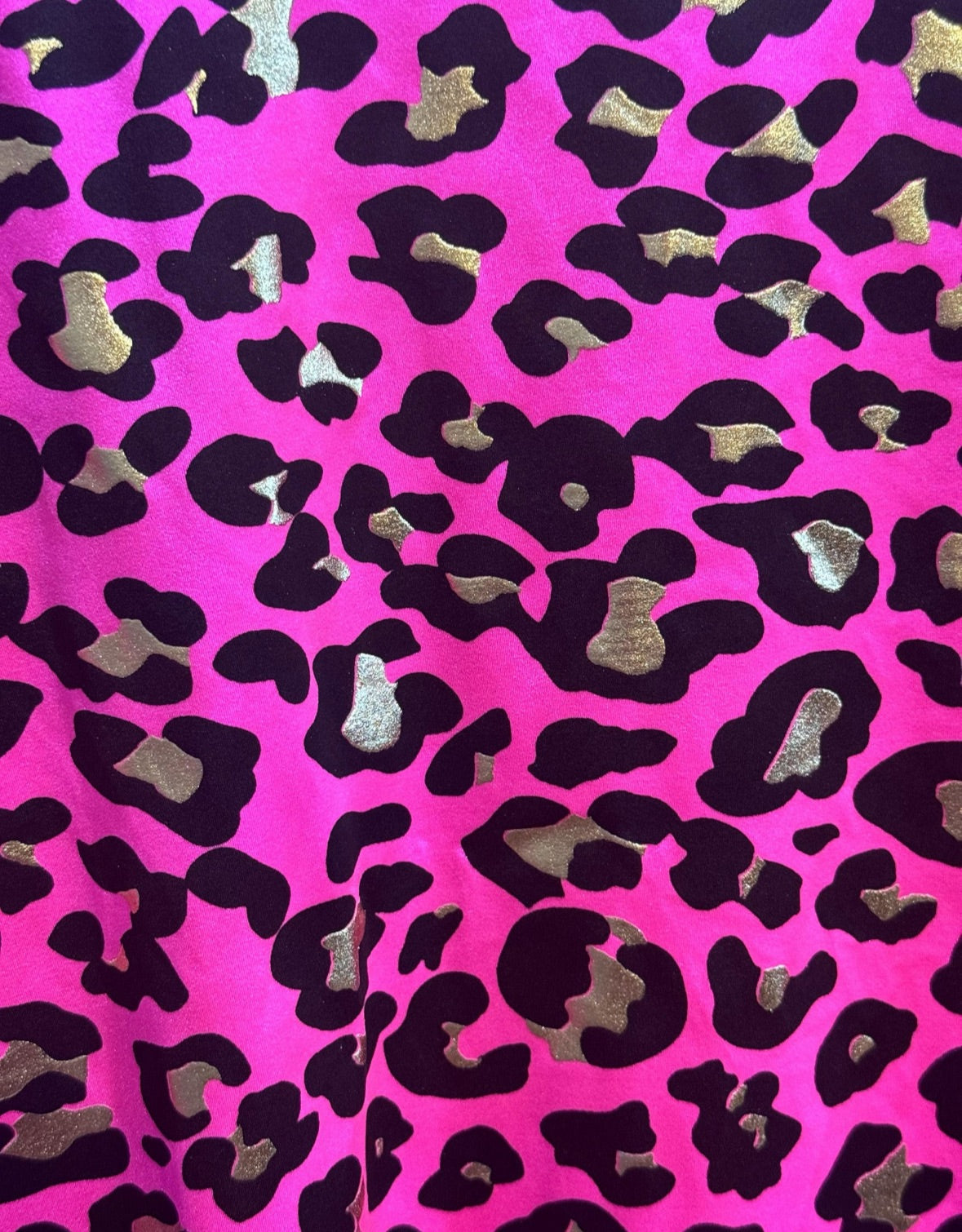 New leopard design with metallic print on the best quality nylon spandex 58/60”sold by the YD.ships worldwide from Los Angeles CA USA.