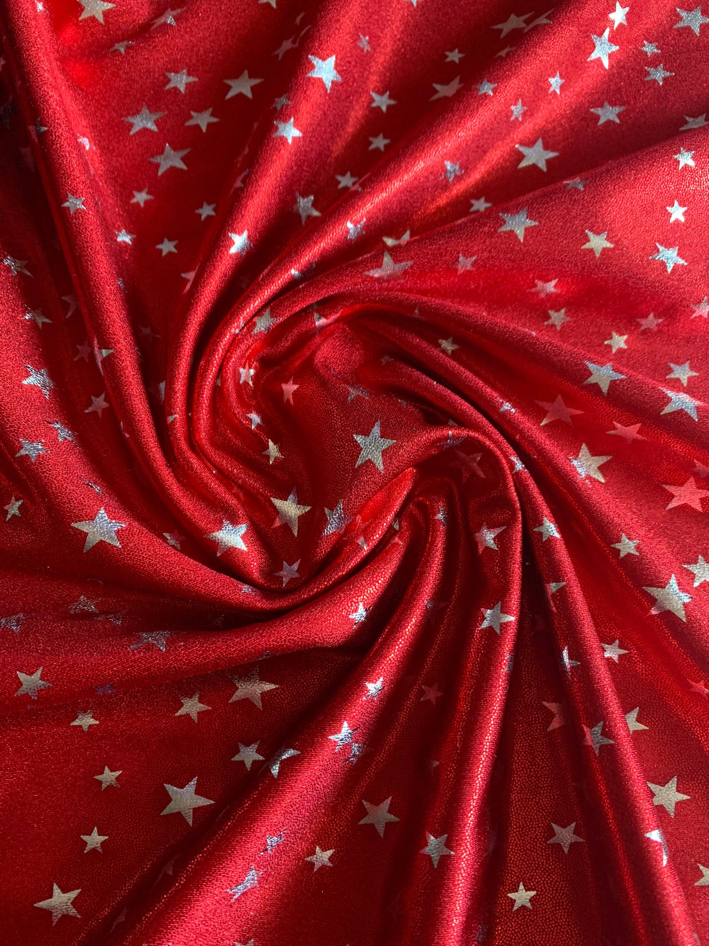 Small stars design freedom print on metallic nylon spandex 4-way stretch 58/60 by the YD. ships worldwide from Los Angeles California USA.
