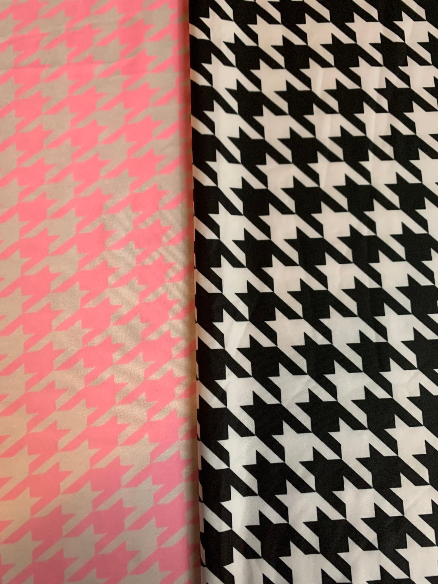 Modern houndstooth design print on nylon spandex 4-way stretch 58/60”sold by the YD. ships worldwide from Los Angeles California USA