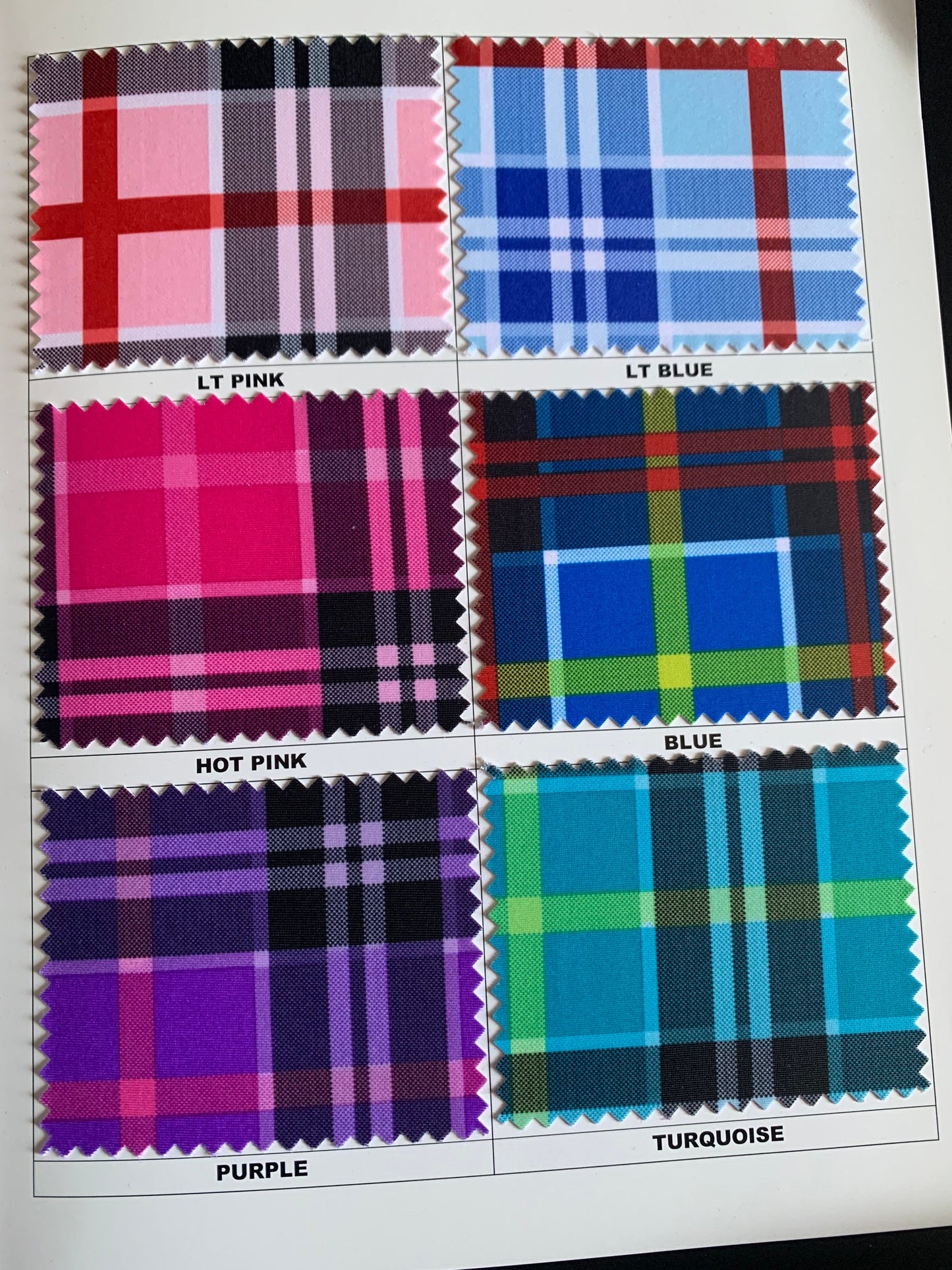 Plaid tartan design print on the best quality nylon spandex 4- way stretch 58/60”solid by the YD. ships Worldwide from Los Angeles ca USA.