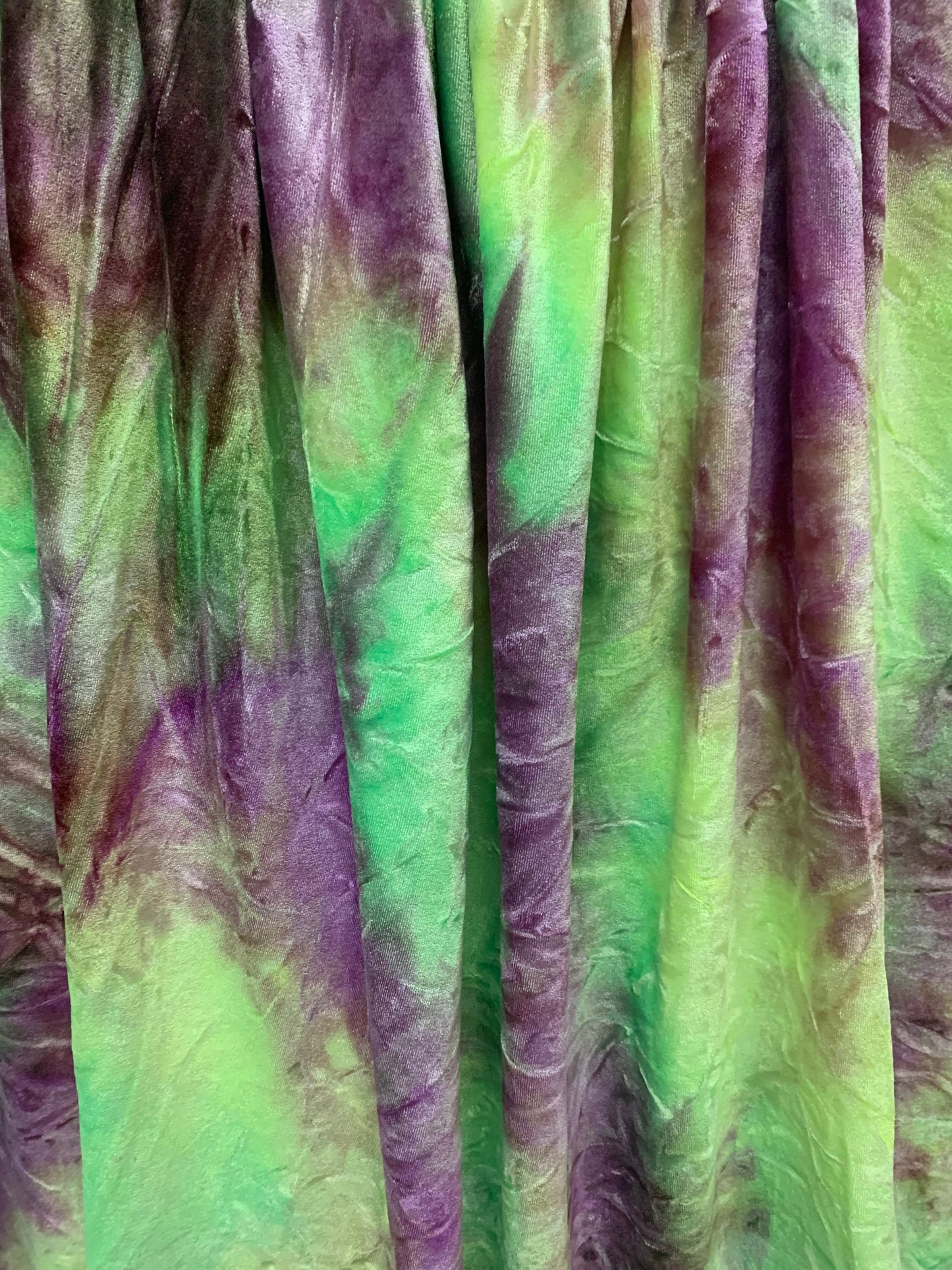 Tie dye stretch velvet multicolors 4 way stretch 58/60 inches sold by the YD. Ships Worldwide from Los Angeles California USA.