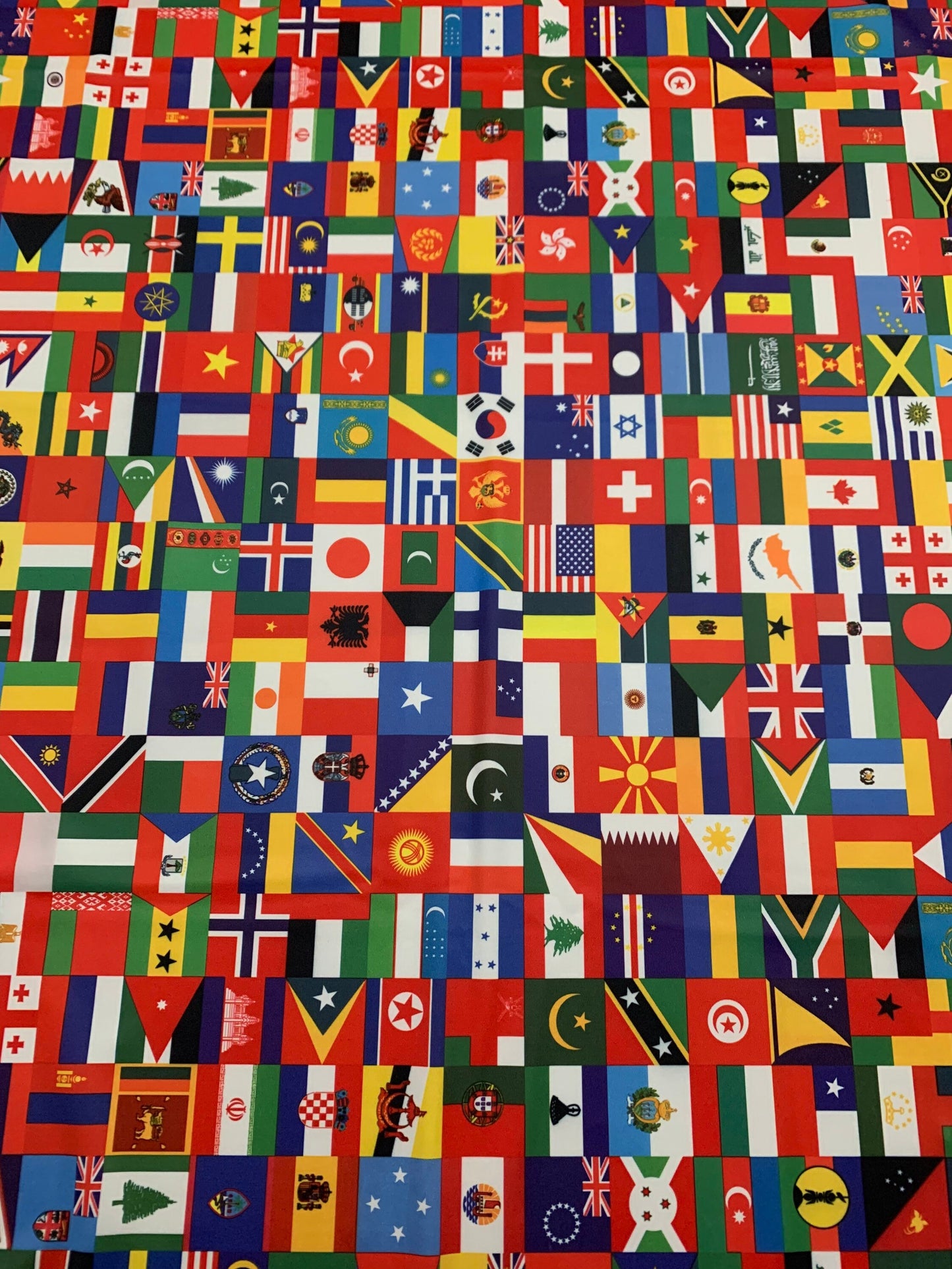 National flags design printed on nylon spandex 4-way stretch 58/60”sold by YD. ships worldwide from Los Angeles California USA.