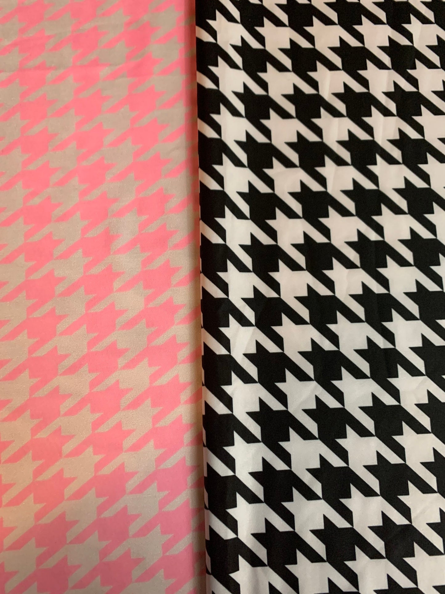 Modern houndstooth design print on nylon spandex 4-way stretch 58/60”sold by the YD. ships worldwide from Los Angeles California USA