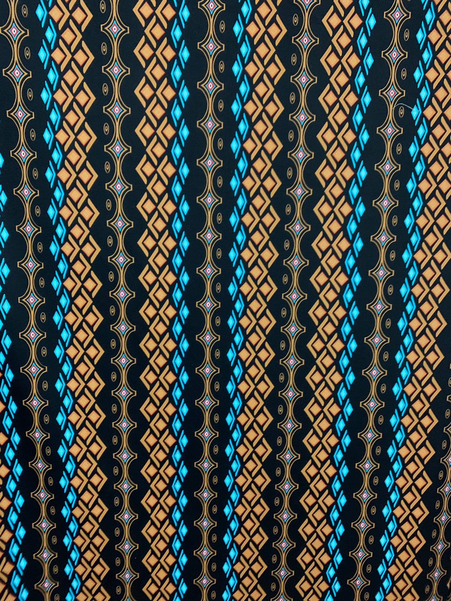 African pattern design print on nylon spandex 4-way stretch 58/60”sold by the YD. ships worldwide from Los Angeles California USA.