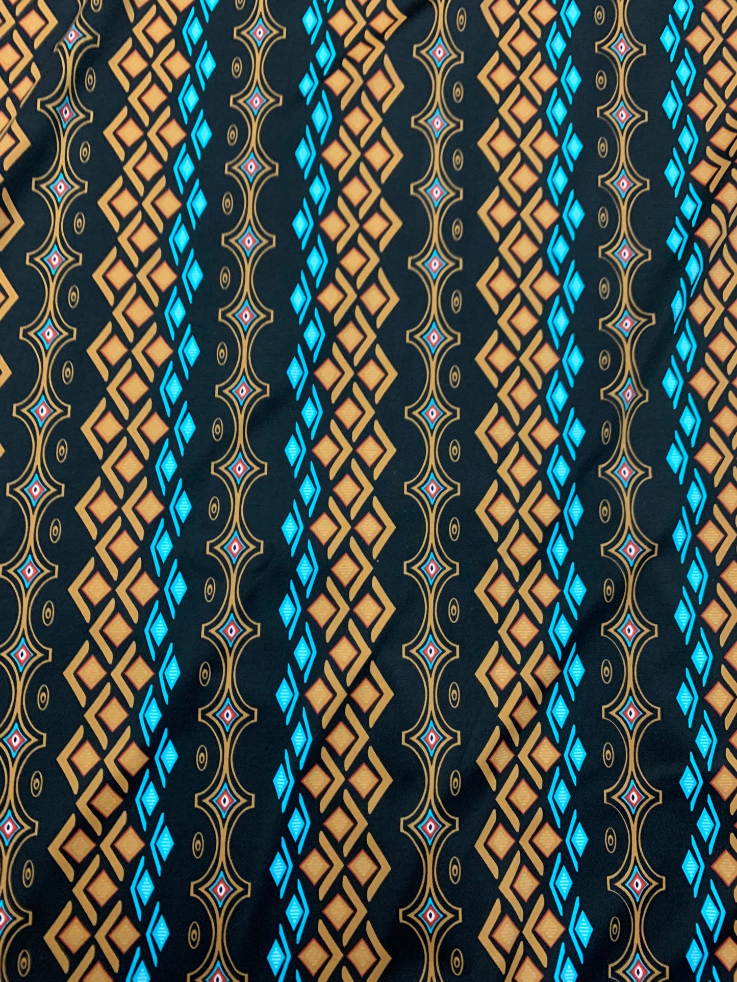 African pattern design print on nylon spandex 4-way stretch 58/60”sold by the YD. ships worldwide from Los Angeles California USA.