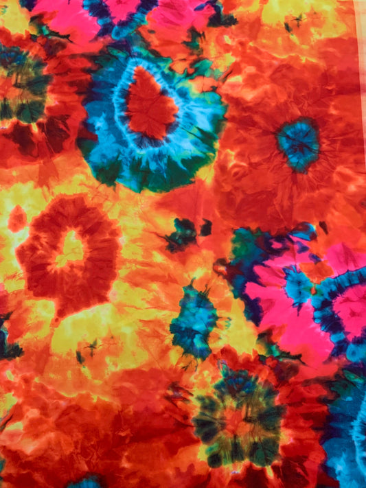 Summer tie dye colorful print on the best quality nylon spandex 4way stretch 58/60”sold by the YD.ships worldwide from Los Angeles  CA USA