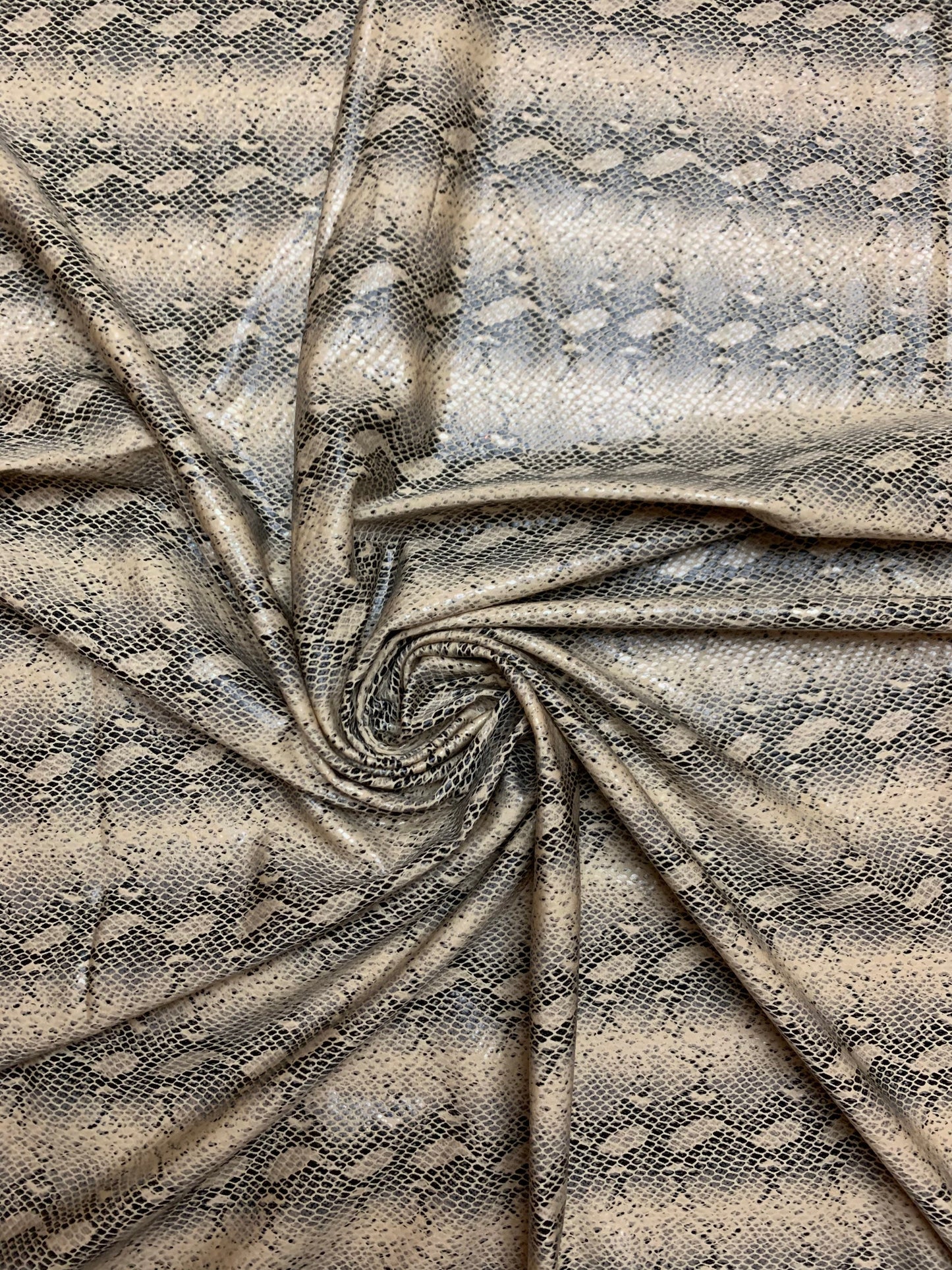 Skin snake pattern design print on the best quality nylon spandex with clear foil 4-way stretch 58/60”sold by the YD.ships worldwide from Los Angeles CA USA