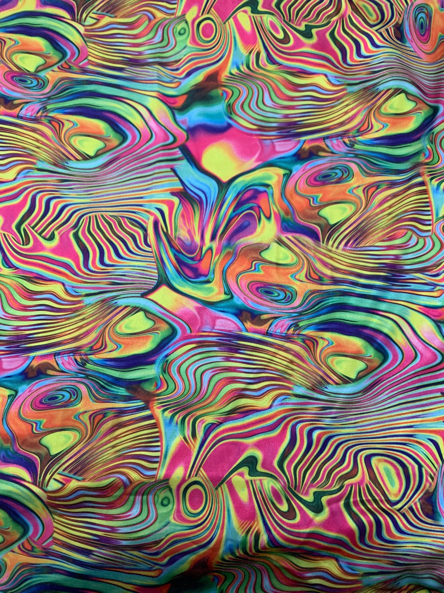 Molten lava art design print on the best quality nylon spandex 4-way stretch 58/60”sold by the YD.Ships worldwide from Los California USA