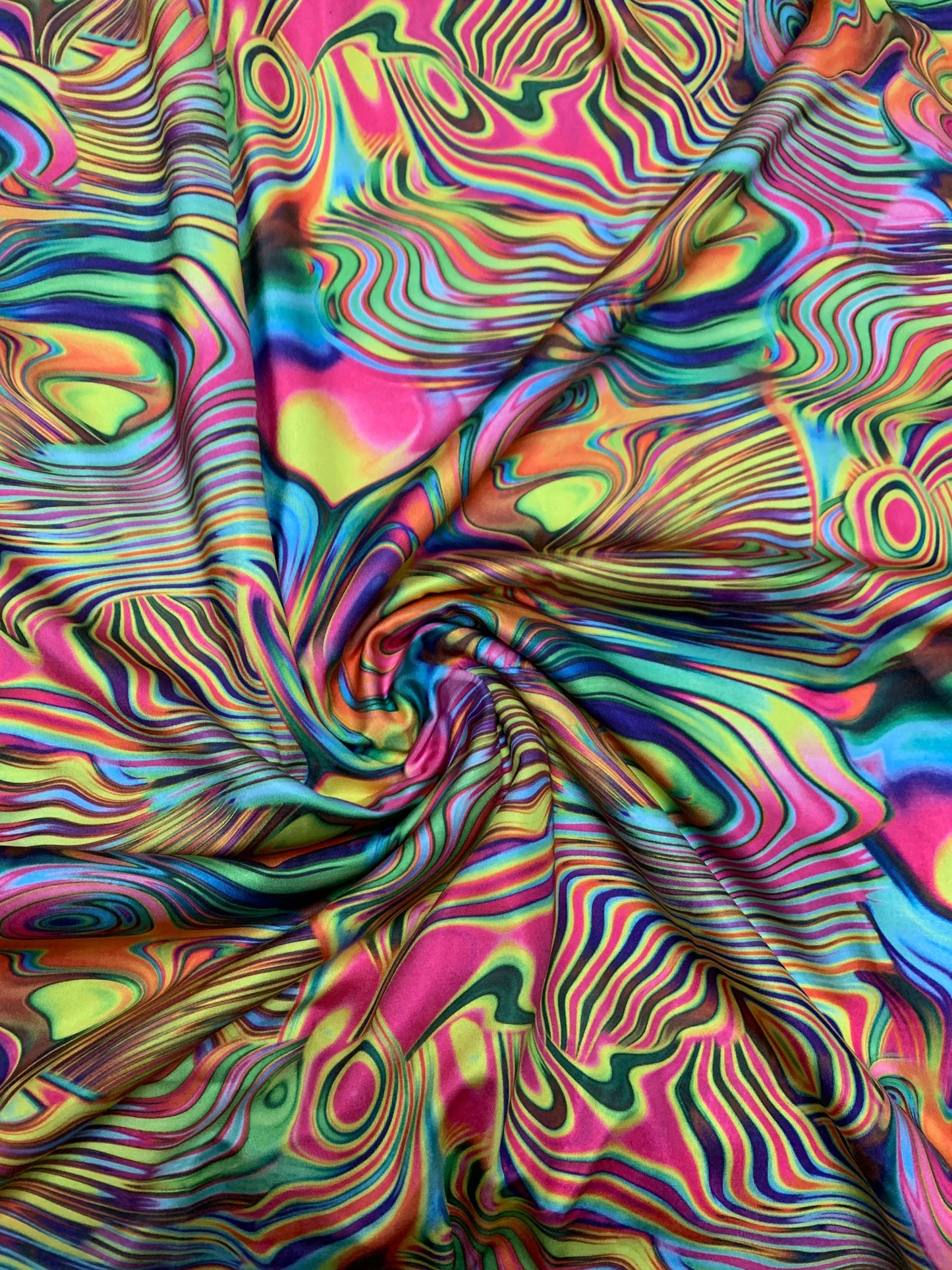Molten lava art design print on the best quality nylon spandex 4-way stretch 58/60”sold by the YD.Ships worldwide from Los California USA