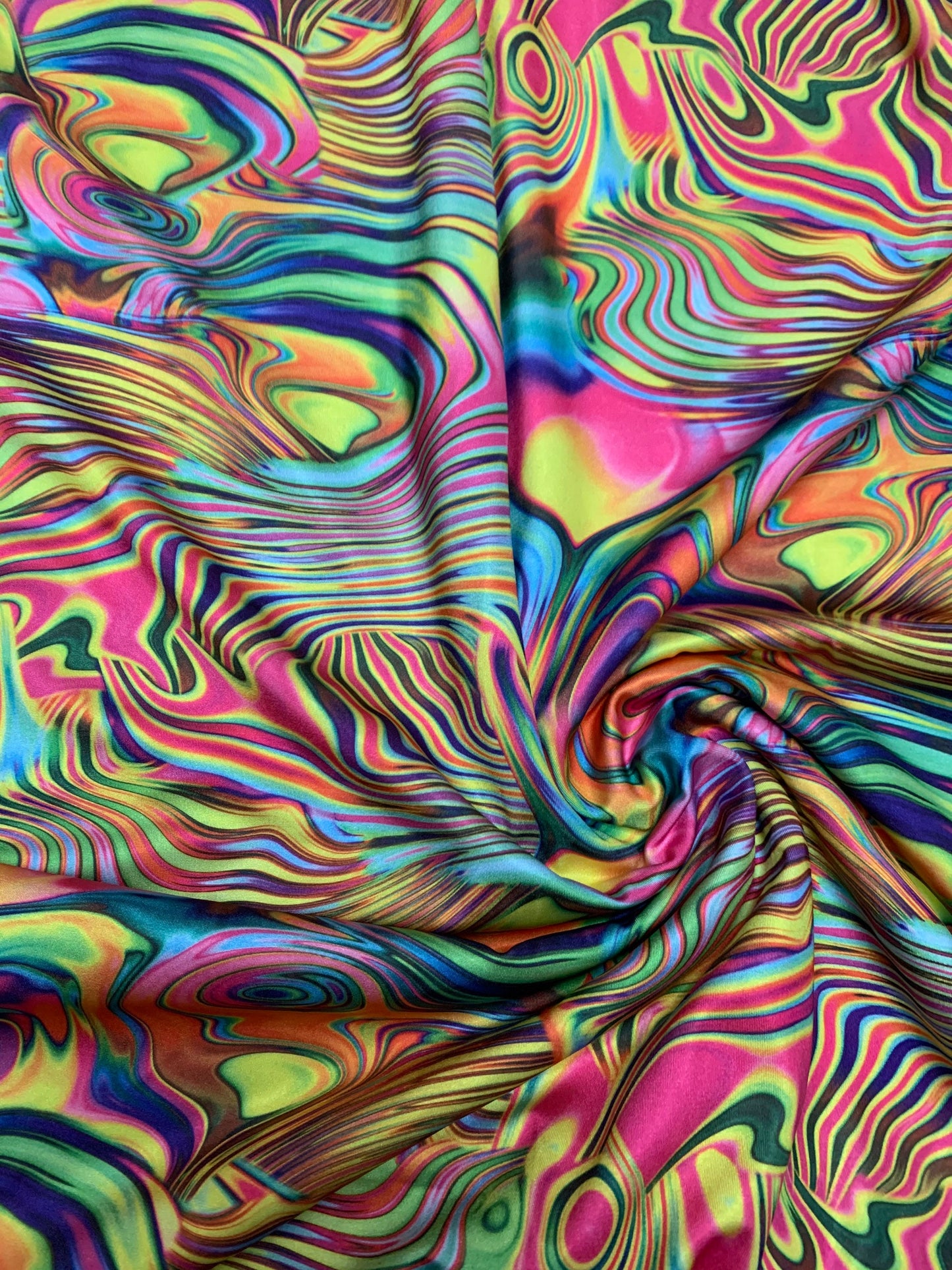 Molten lava art design print on the best quality nylon spandex 4-way stretch 58/60”sold by the YD.Ships worldwide from Los California USA