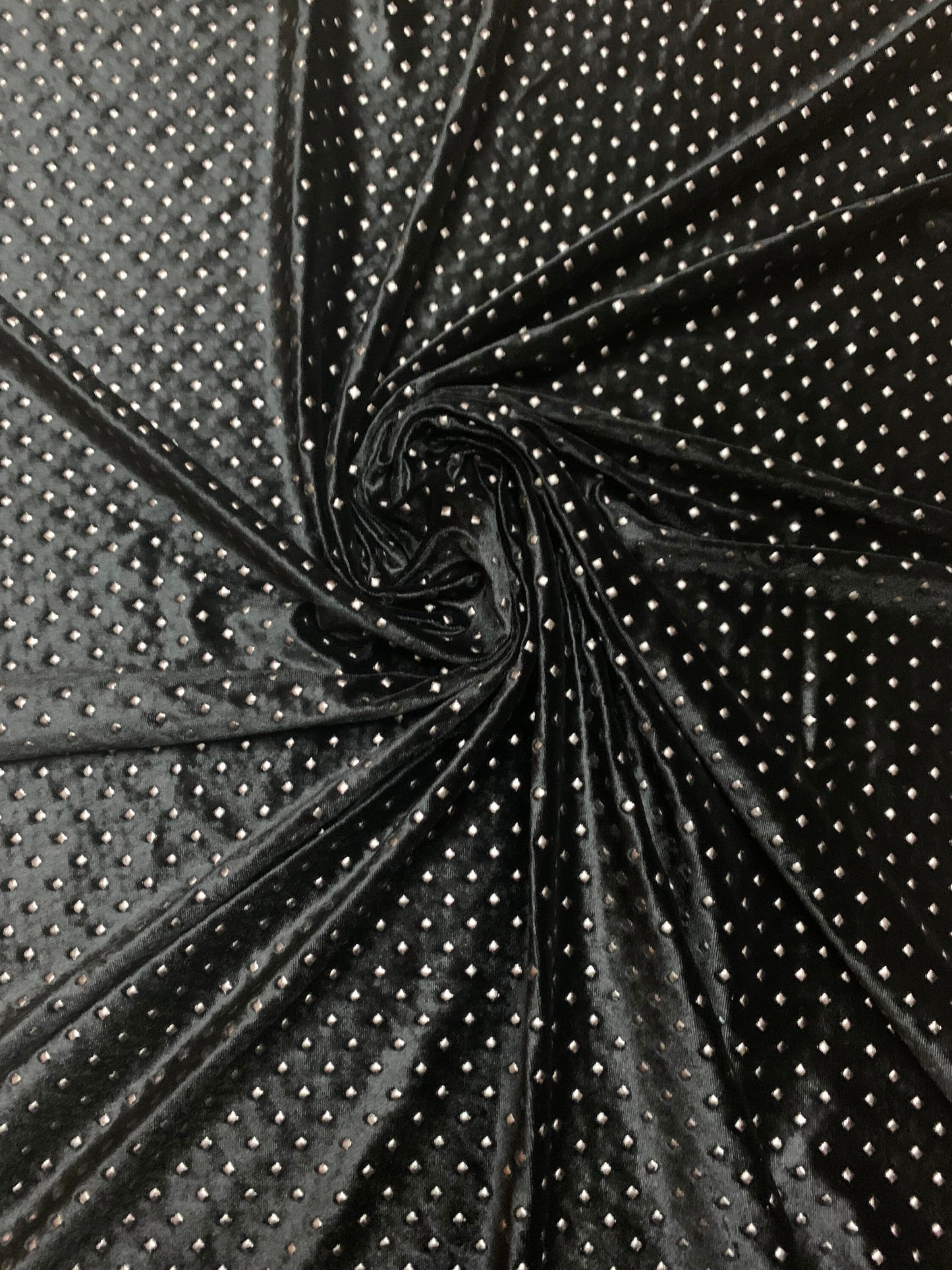 Metallic dots stretch velvet design 4-way stretch 59/50”sold by the YD. ships worldwide from Los Angeles California USA
