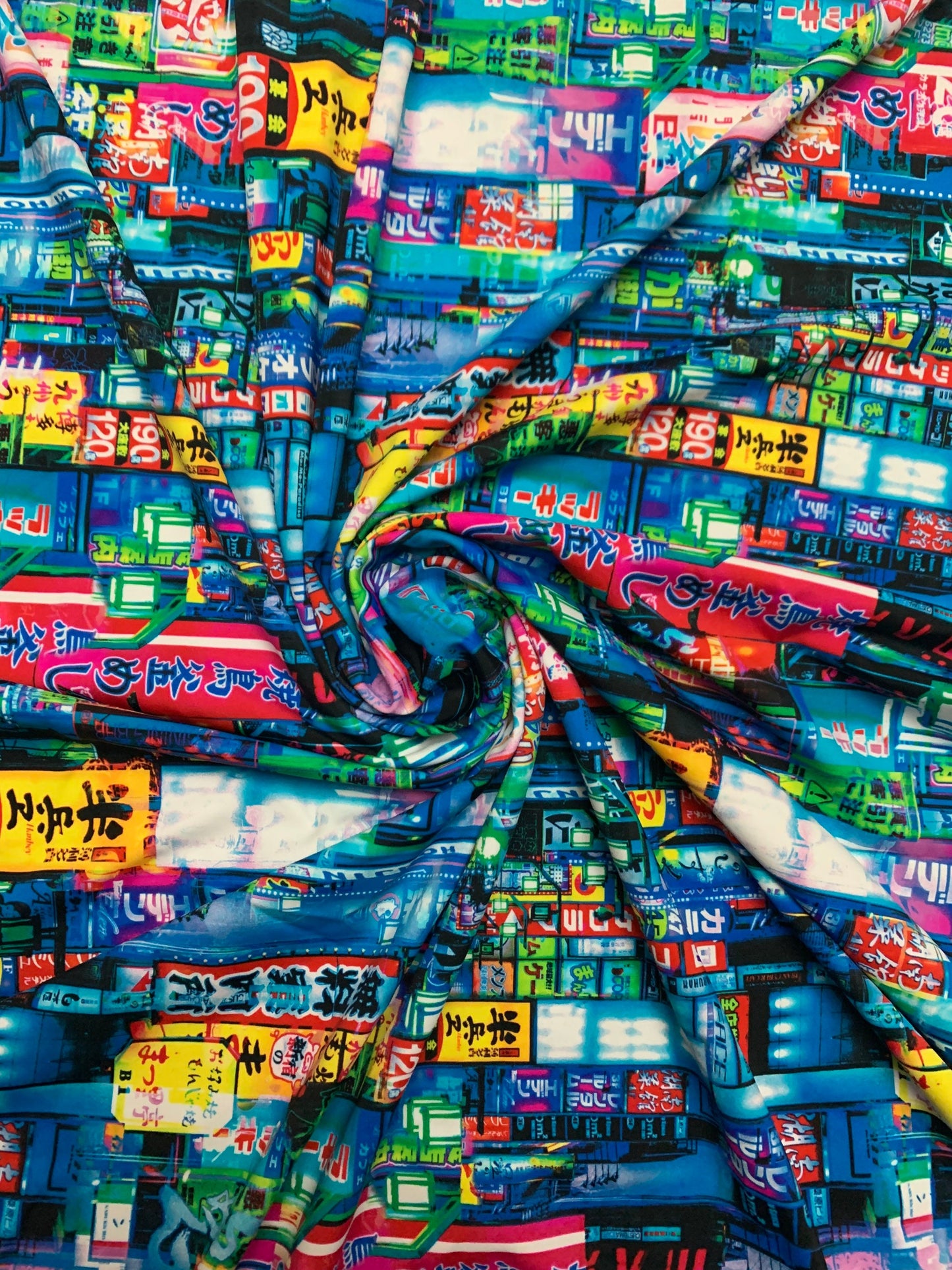 Tokyo city design print on the best quality nylon spandex 4-way stretch 58/60”sold by the YD. ships Worldwide from Los  Angeles California