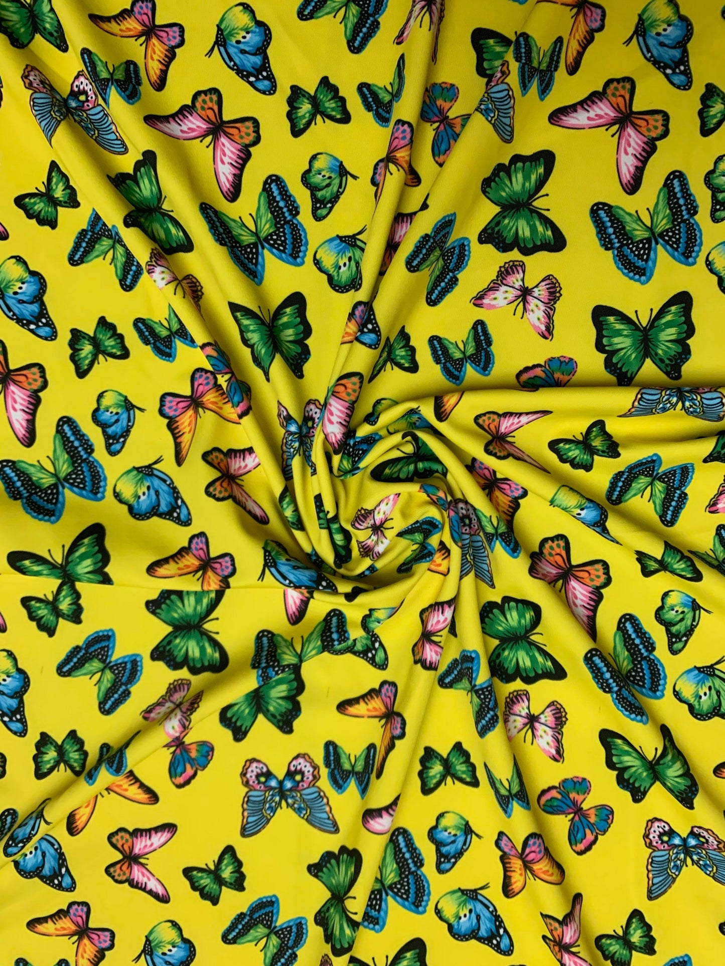 Wild summer butterfly design print on nylon spandex 4-way stretch 58/60”sold by the YD.ships worldwide from Los Ángeles California USA.