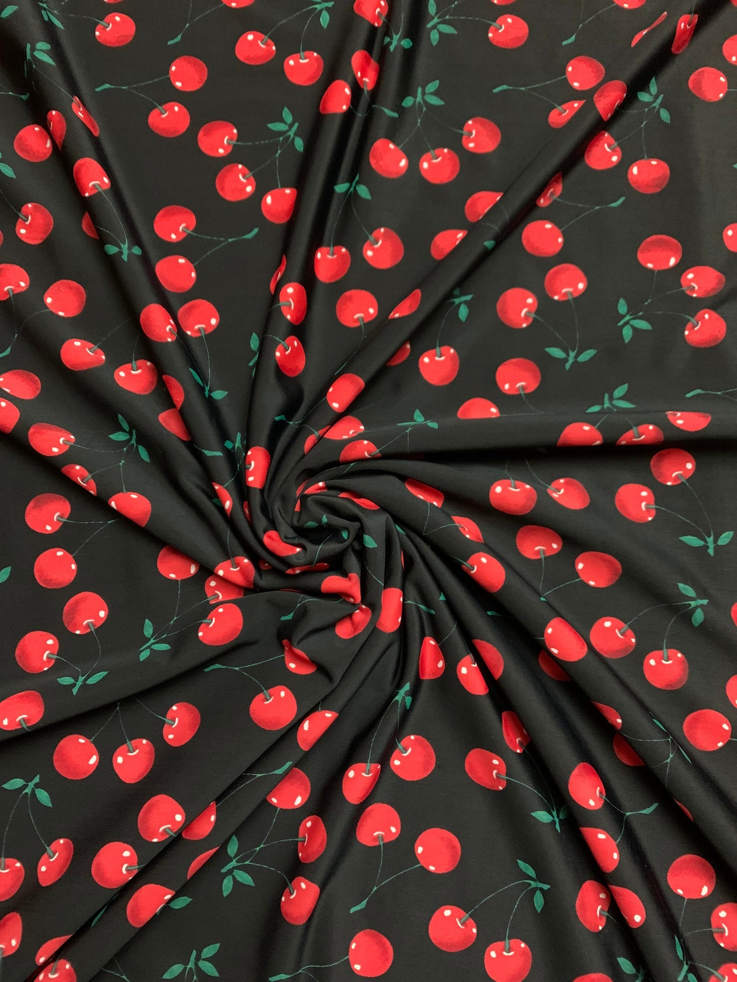 New cherry design print on the best quality nylon 4-way stretch 58/60 sold by DY. Ships Worldwide from Los Angeles California USA