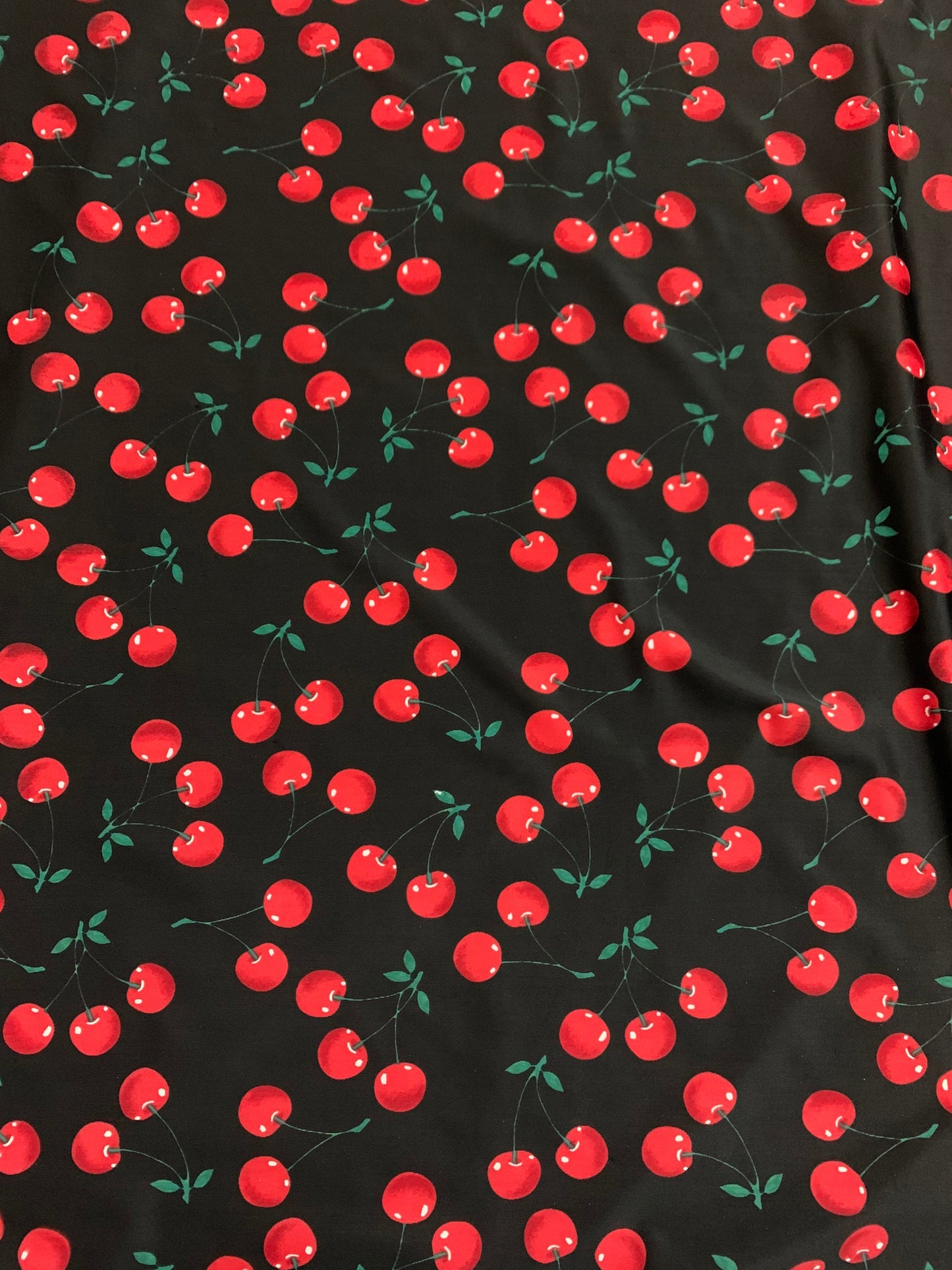 New cherry design print on the best quality nylon 4-way stretch 58/60 sold by DY. Ships Worldwide from Los Angeles California USA