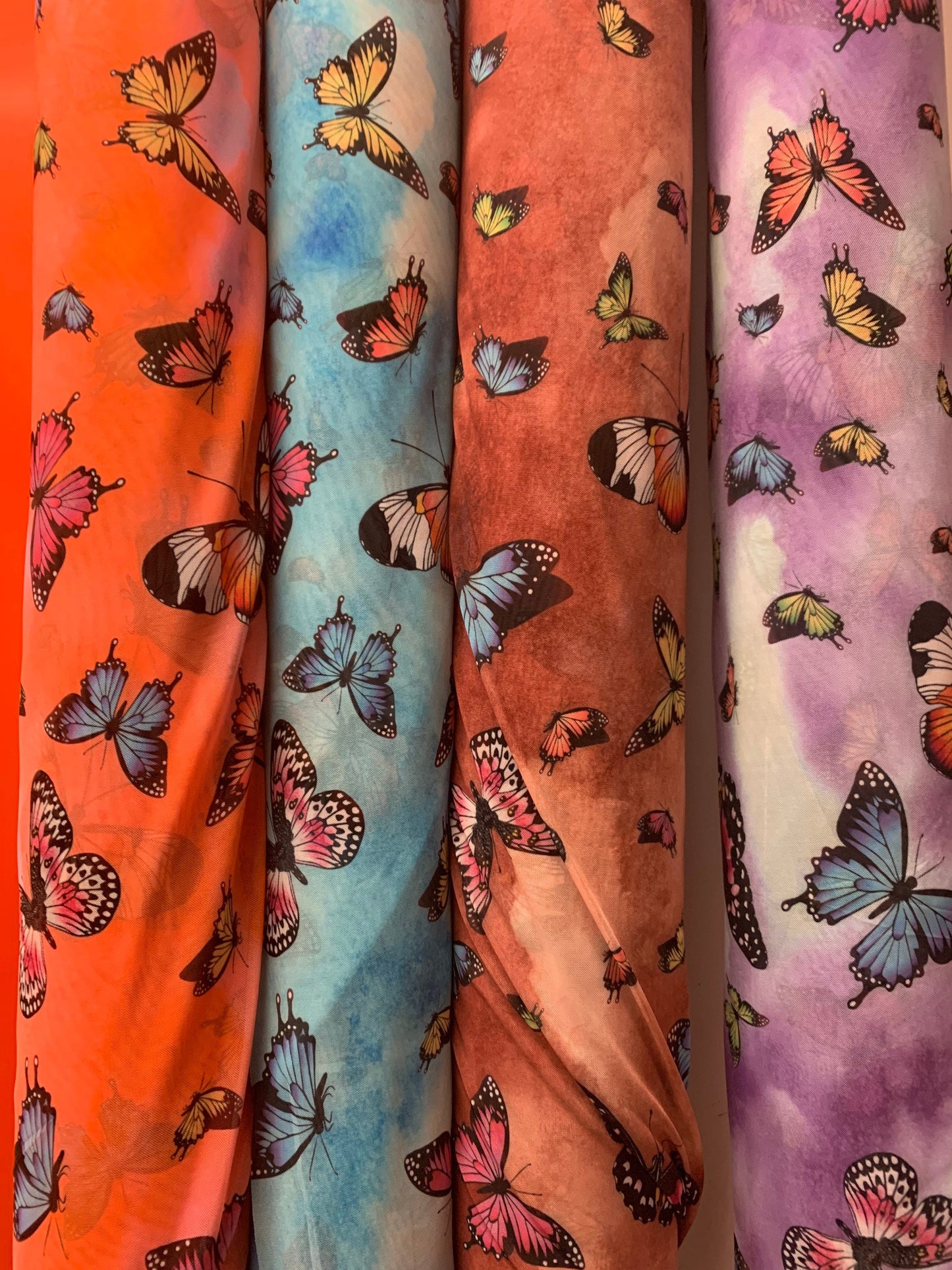 Pretty butterfly design print on power mesh 4-way stretch 58/60”sold by the YD.ships worldwide from Los Angeles California USA