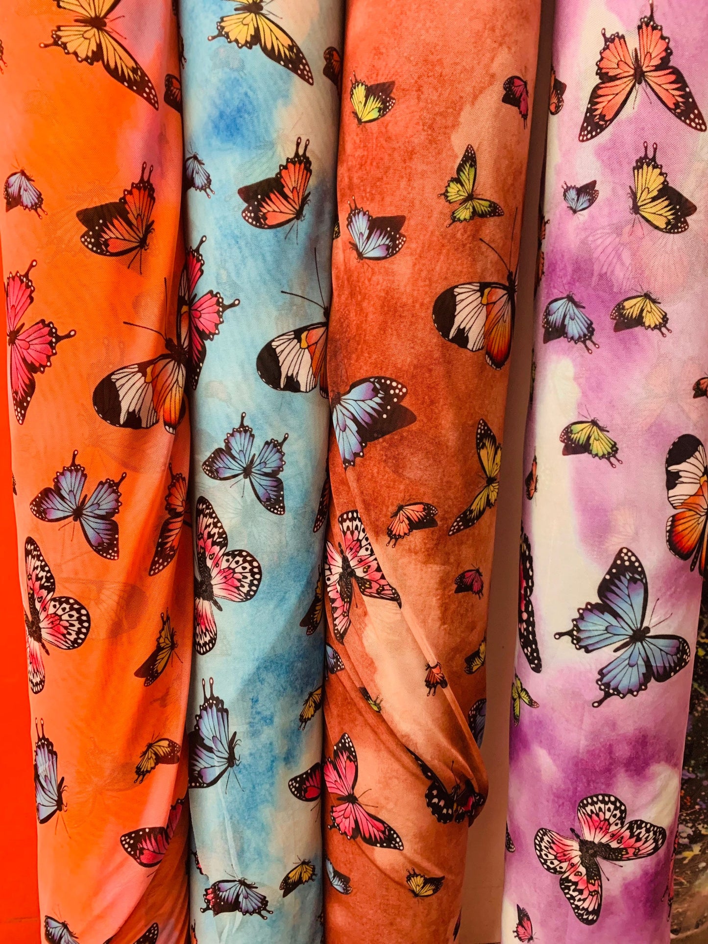 Pretty butterfly design print on power mesh 4-way stretch 58/60”sold by the YD.ships worldwide from Los Angeles California USA