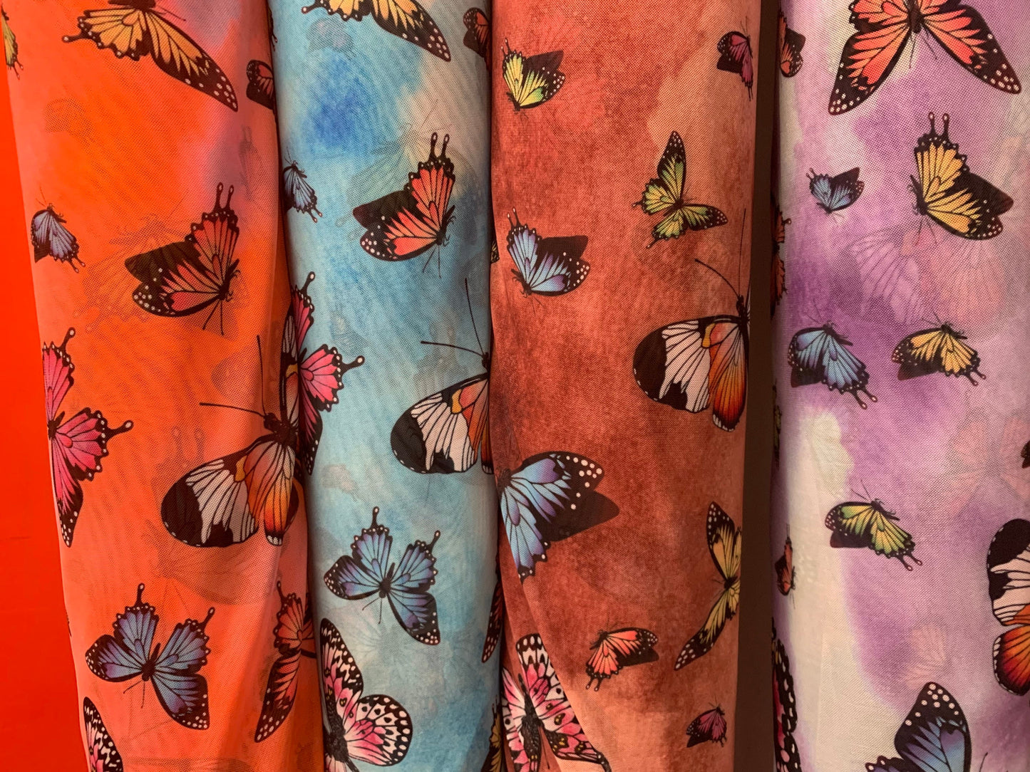 Pretty butterfly design print on power mesh 4-way stretch 58/60”sold by the YD.ships worldwide from Los Angeles California USA