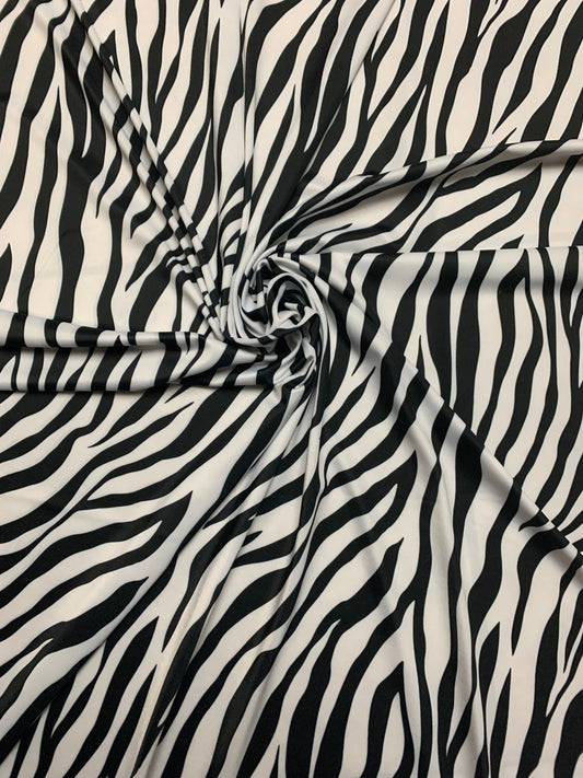 Zebra skin design print on the best quality of nylon spandex 4-way stretch 58/60”sold by the YD.ships worldwide from Los Angeles  CA USA.