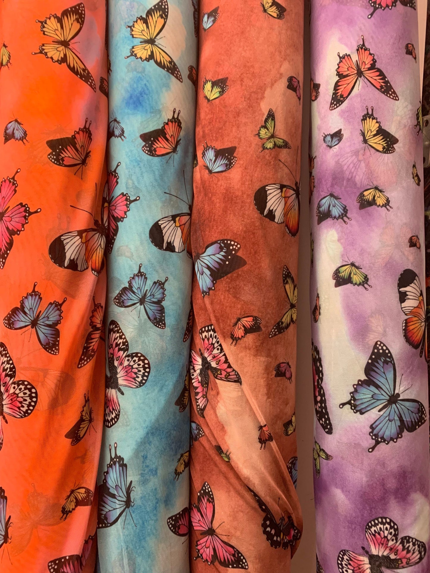 Pretty butterfly design print on power mesh 4-way stretch 58/60”sold by the YD.ships worldwide from Los Angeles California USA