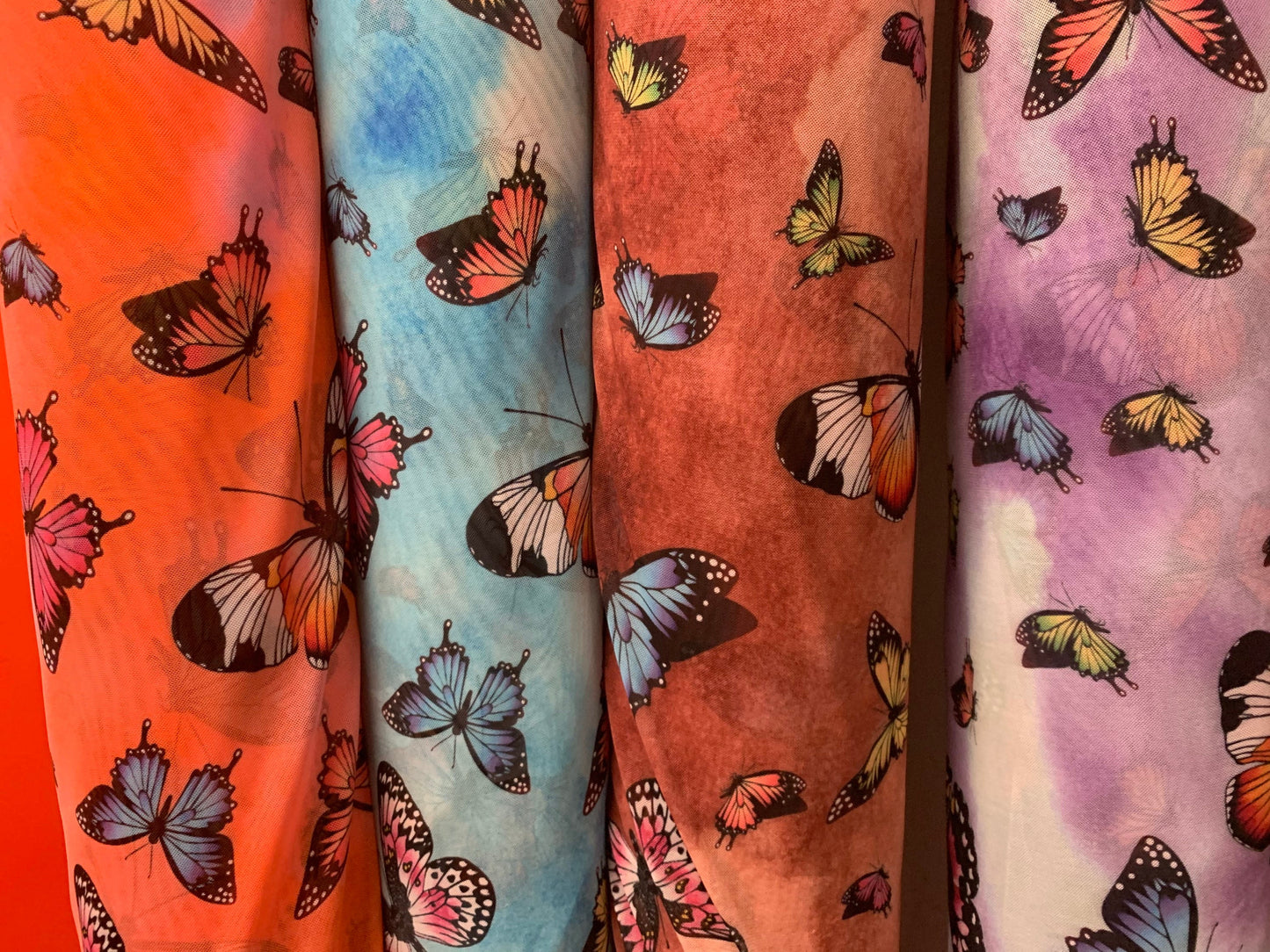 Pretty butterfly design print on power mesh 4-way stretch 58/60”sold by the YD.ships worldwide from Los Angeles California USA