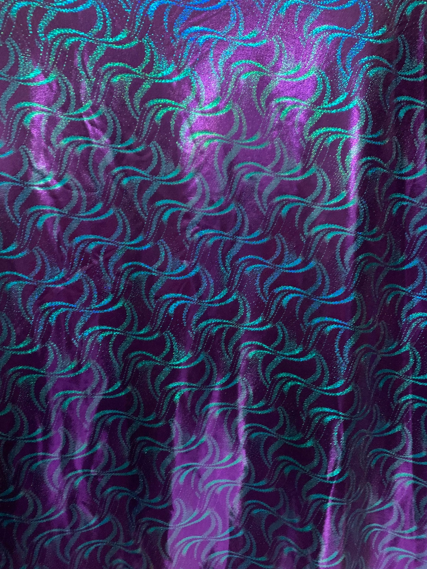 New waves abstract design metallic all over foil nylon spandex 4-way stretch 58/60”sold by the YD. ships worldwide from Los Angeles CA USA.