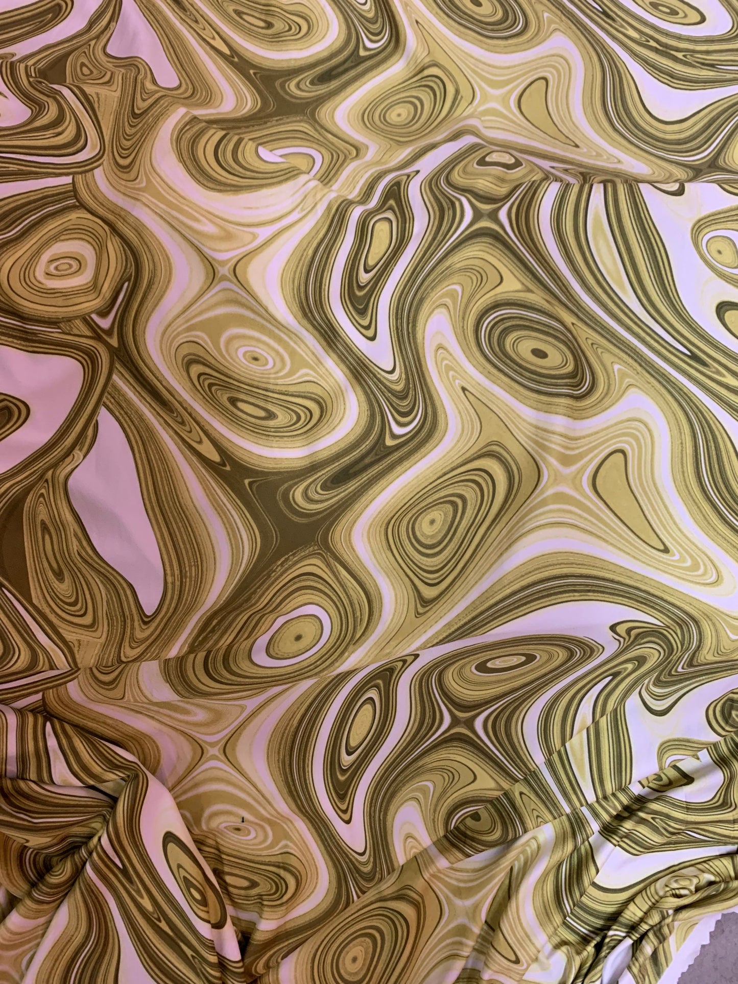 Lava abstract design print on the best quality of nylon spandex 4-way stretch 58/60”sold by the YD.ships Worldwide from Los Angeles CA USA.