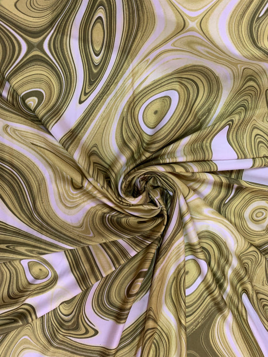 Lava abstract design print on the best quality of nylon spandex 4-way stretch 58/60”sold by the YD.ships Worldwide from Los Angeles CA USA.