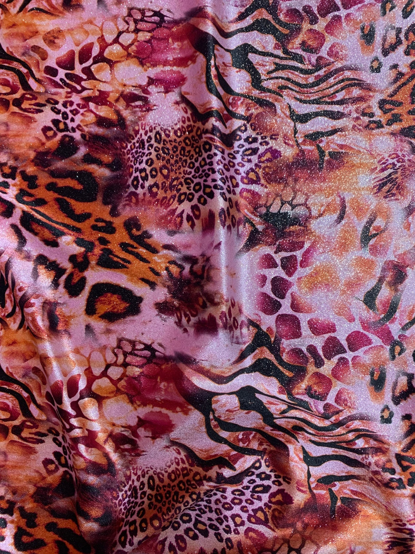 New safari design with glitter on heavy stretch velvet 4-way stretch 58/60”sold by the YD. Ships worldwide from Los Angeles California USA