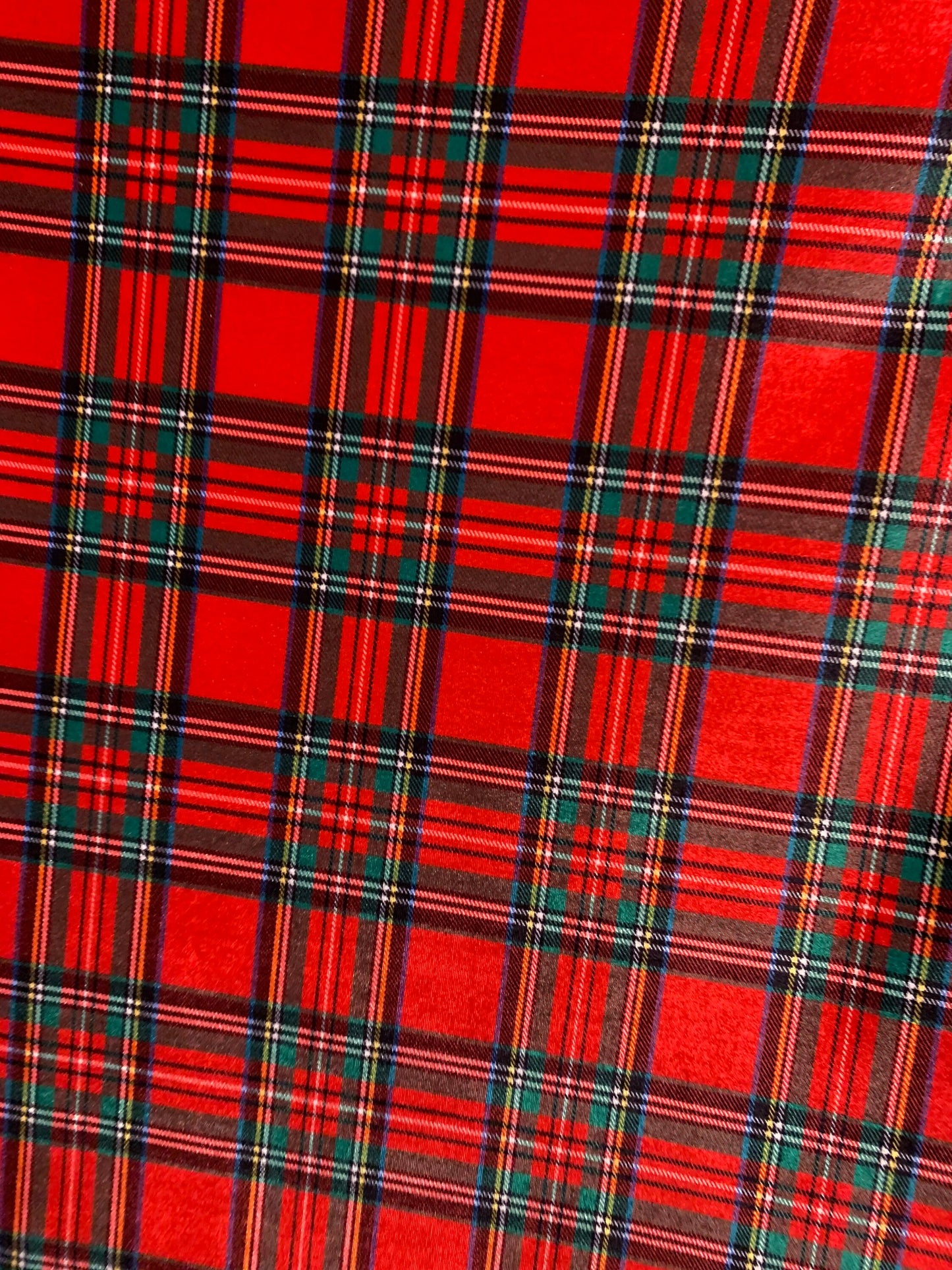 Christmas plaid design print on heavy stretch velvet 4way-stretch 58/60”sold by the YD. Ships Worldwide from Los Angeles California USA