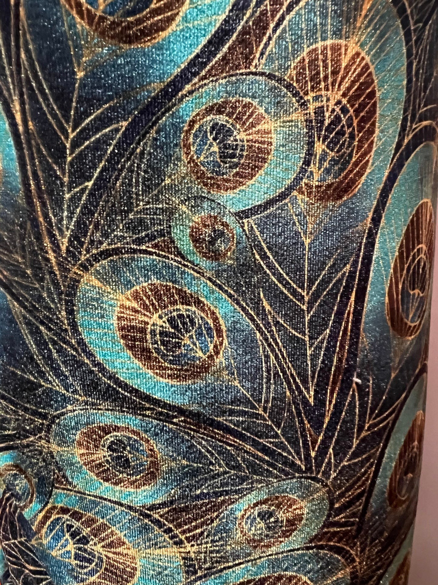 New stretch velvet peacock design 4-way stretch 58/60”sold by the YD. Ships Worldwide from Los Angeles California USA