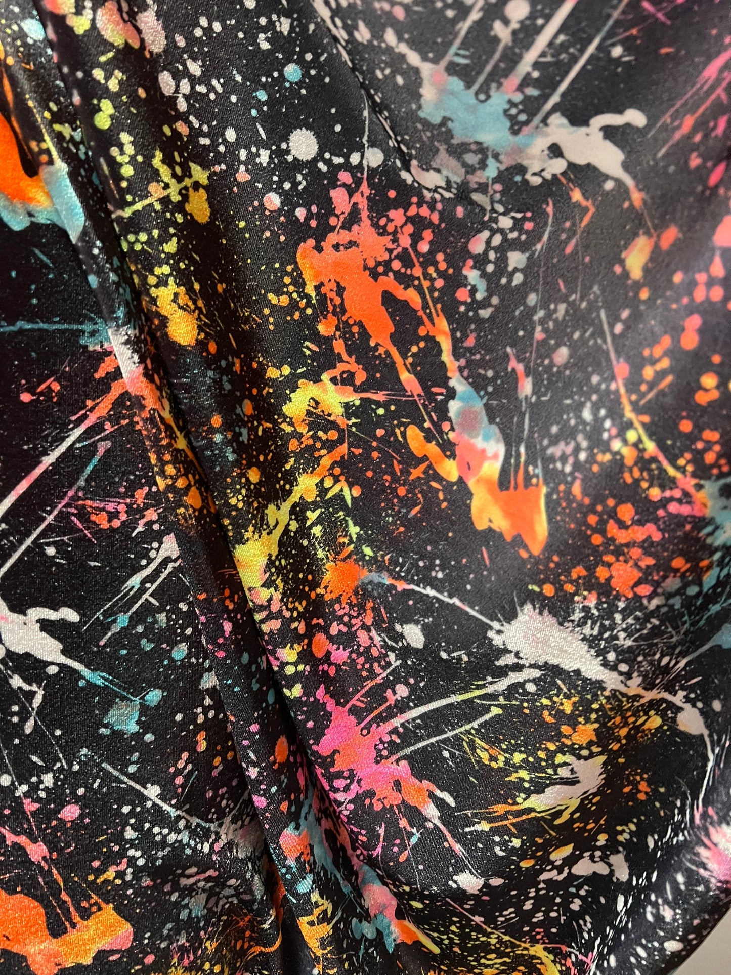 New graffiti design print on stretch velvet 4-way stretch 58/60”sold by the YD.ships worldwide from Los Angeles California USA.