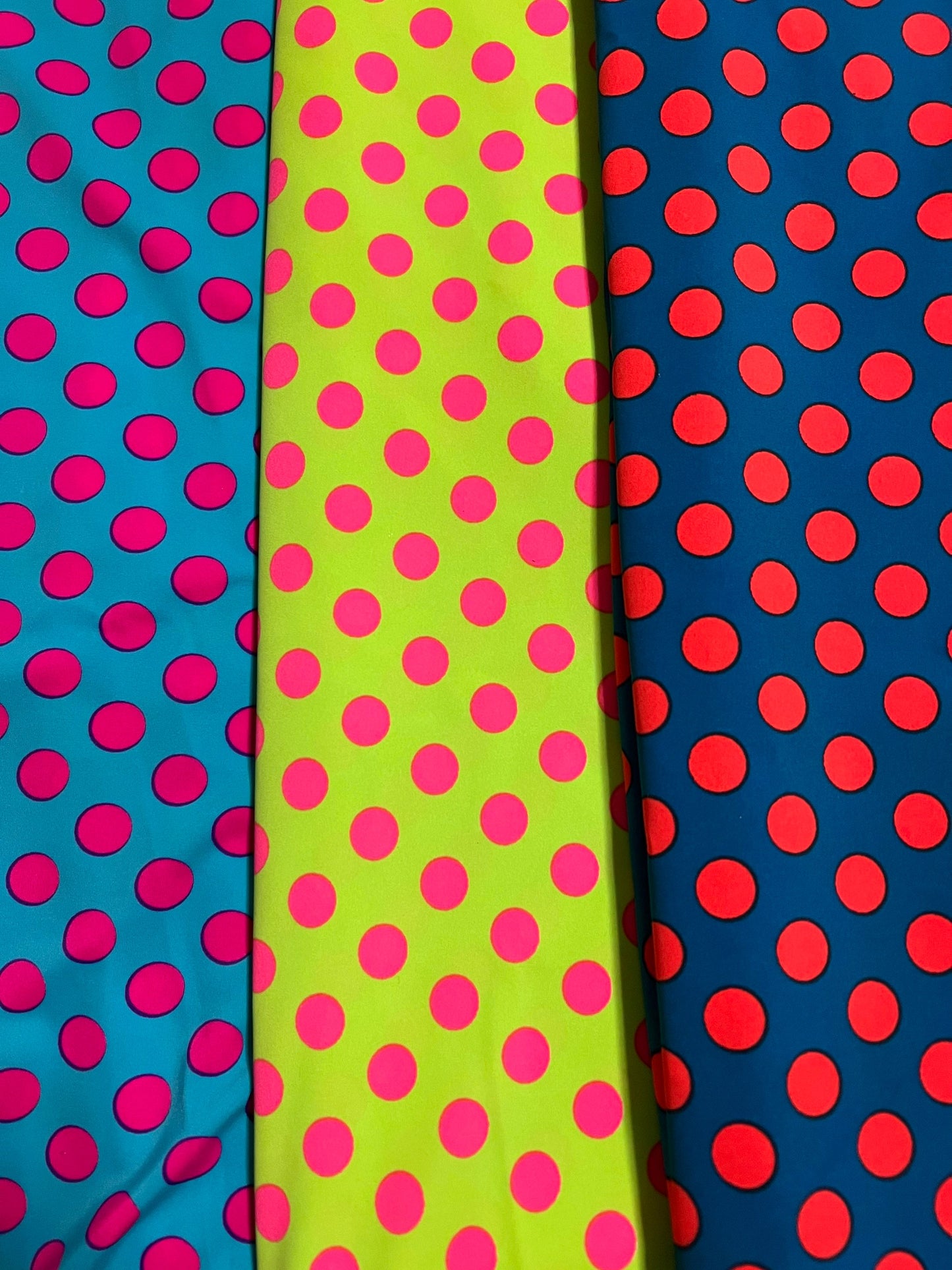 Polka dot pattern design print on the best quality of nylon spandex 4-way stretch 58/60”sold by the YD. Ships worldwide from Los Angeles C.A