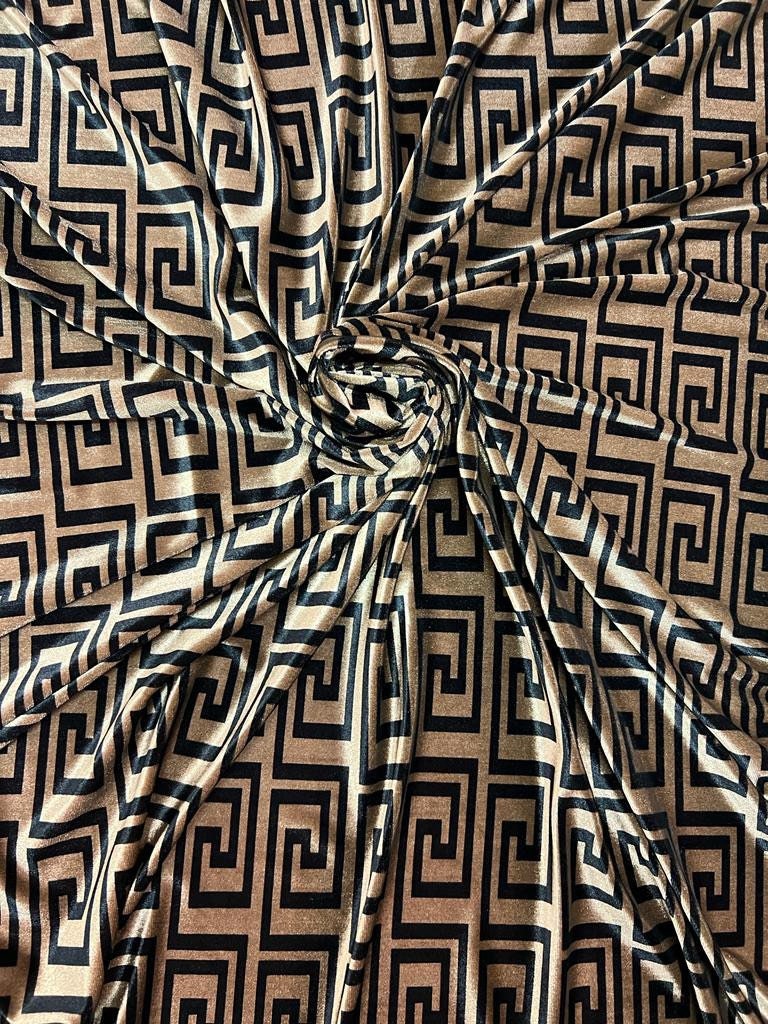 New fashion brand design print on stretch velvet 4-way stretch 58/60”sold by the YD.ships worldwide from Los Angeles California USA