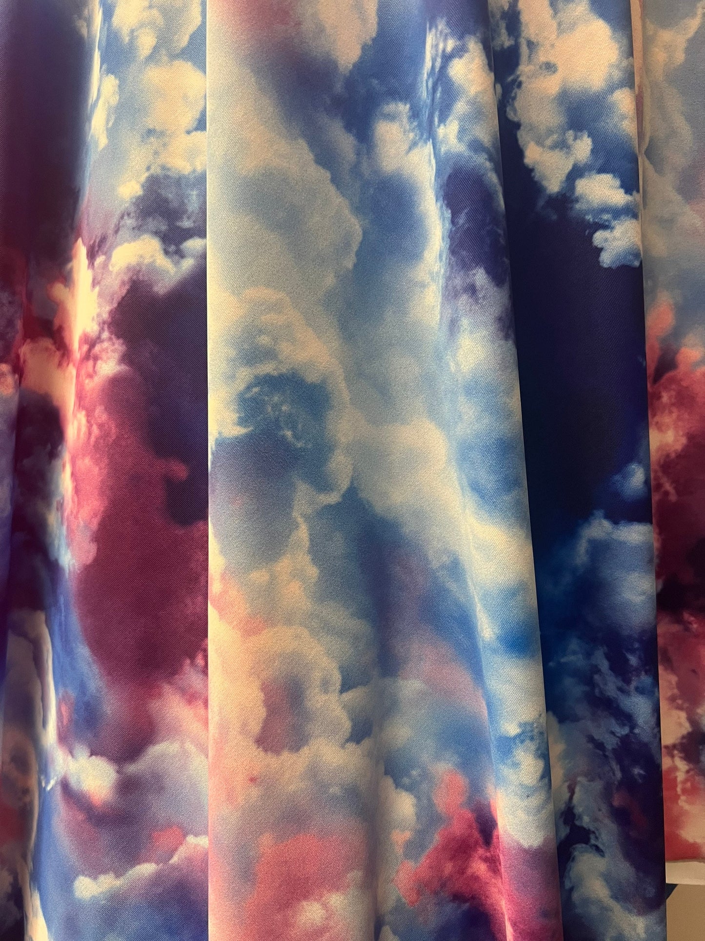 Ambesonne clouds design print on nylon spandex 4-stretch 58/60”sold by the YD. Ships worldwide from Los Angeles California USA