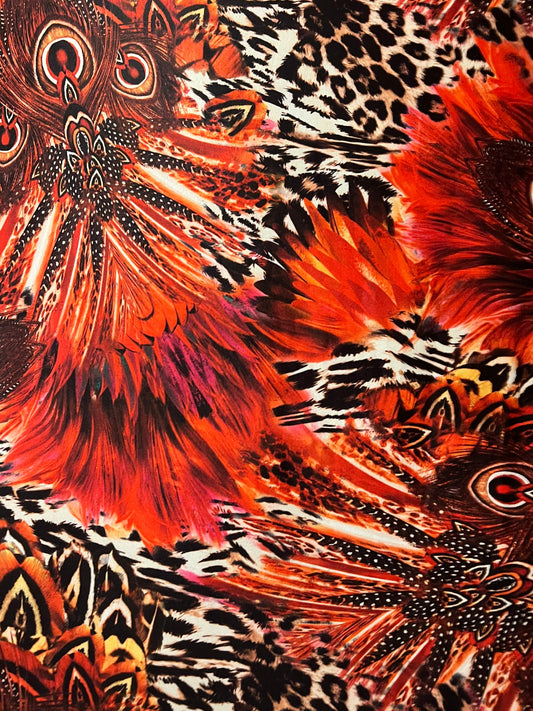 New peacock pattern design print on the best quality of nylon spandex 4-stretch 58/60”sold by the YD.ships worldwide from Los Angeles CA USA