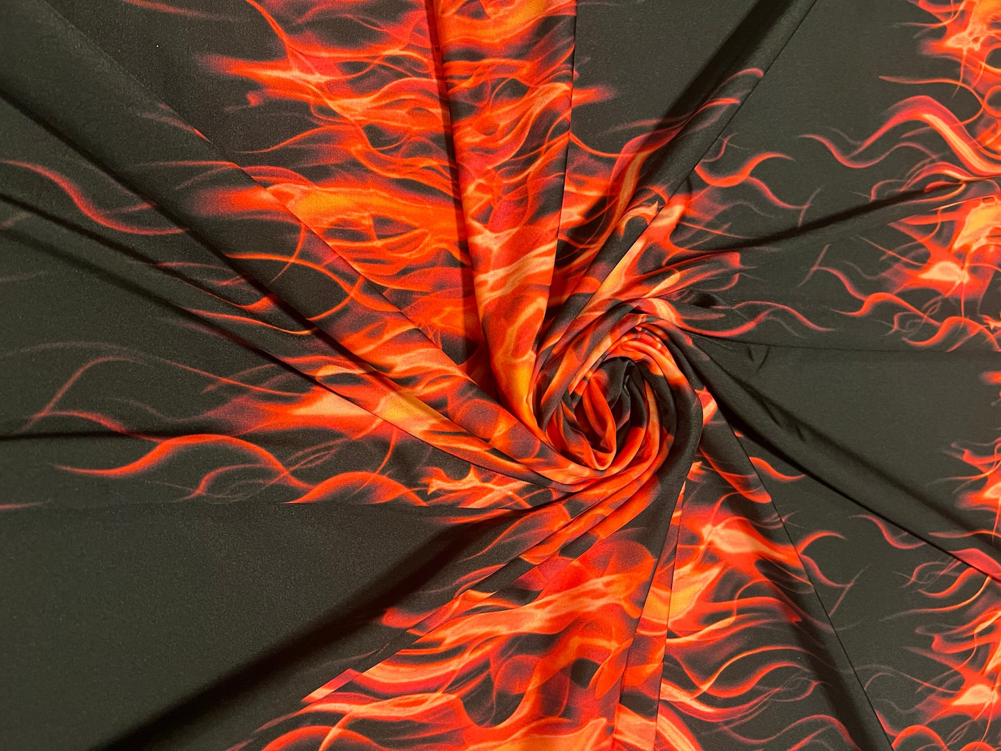 New hot flame design print on the best quality of nylon spandex 4-stretch 58/60”sold by the YD. Ships Worldwide from Los Angeles California