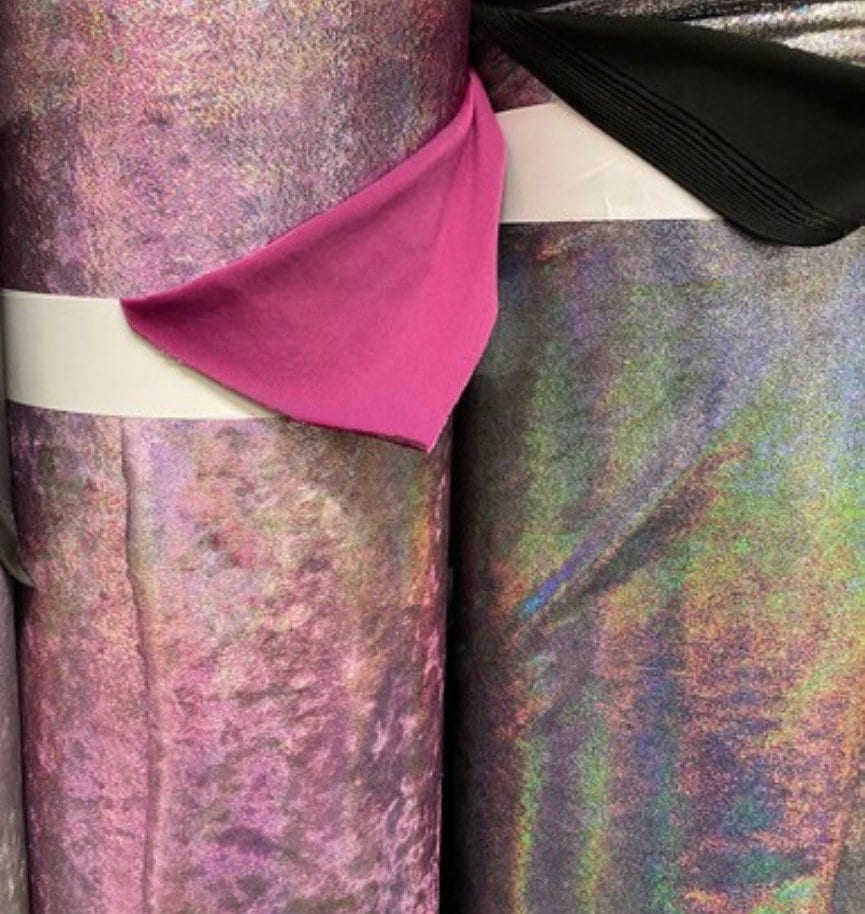 New iridescent foggy foil velvet oil slick 4-way stretch 58/60”sold by the YD. ships worldwide from Los Angeles California USA