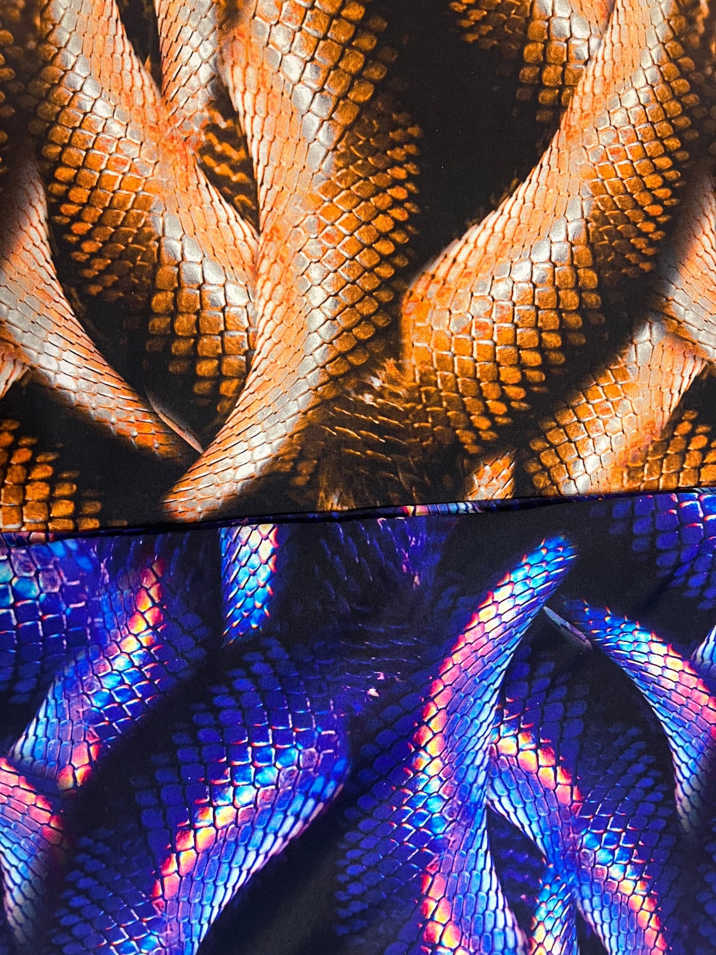 Snake skin design print on the best quality of heavy nylon spandex 4-stretch 58/60”sold by the YD.ships worldwide from Los Angeles CA USA.