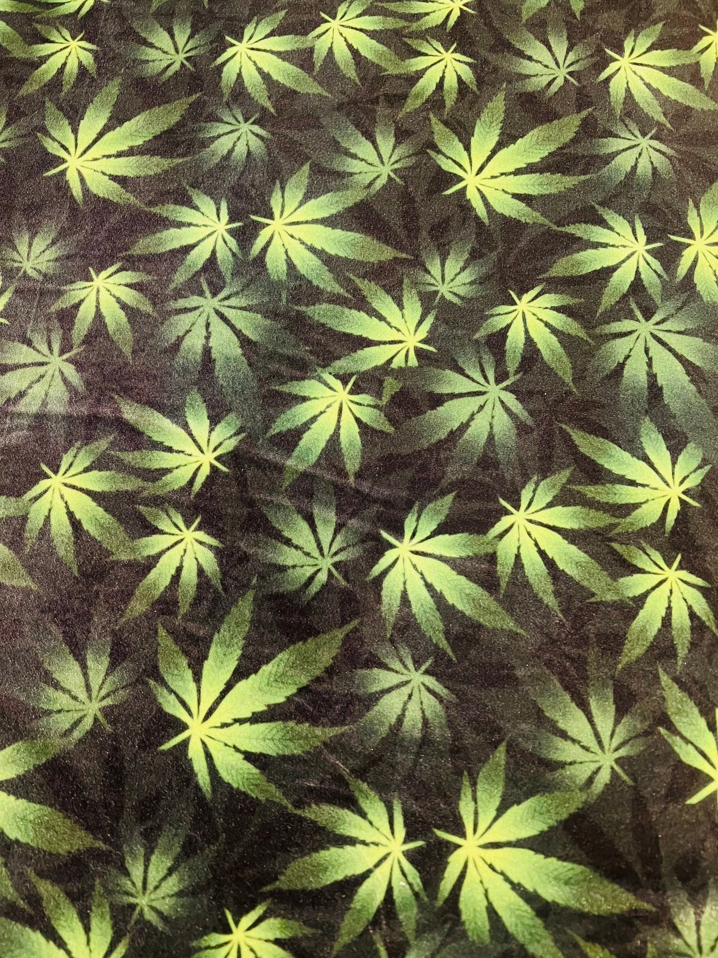 New cannabis leaf print on great quality of stretch velvet 4/way stretch 58/60” sold by the YD.ships worldwide from Los Angeles California.