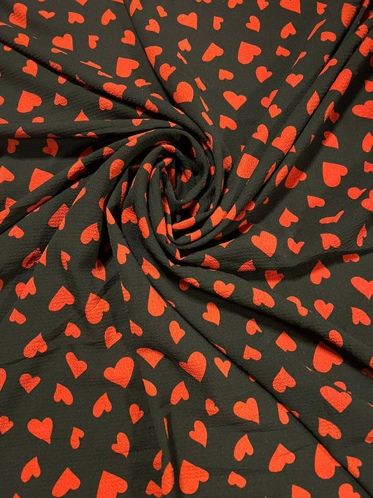 Valentine hearts design print on poly spandex 2-way Stretch 58/60”sold by the YD.Ships Worldwide from Los Angeles California USA.