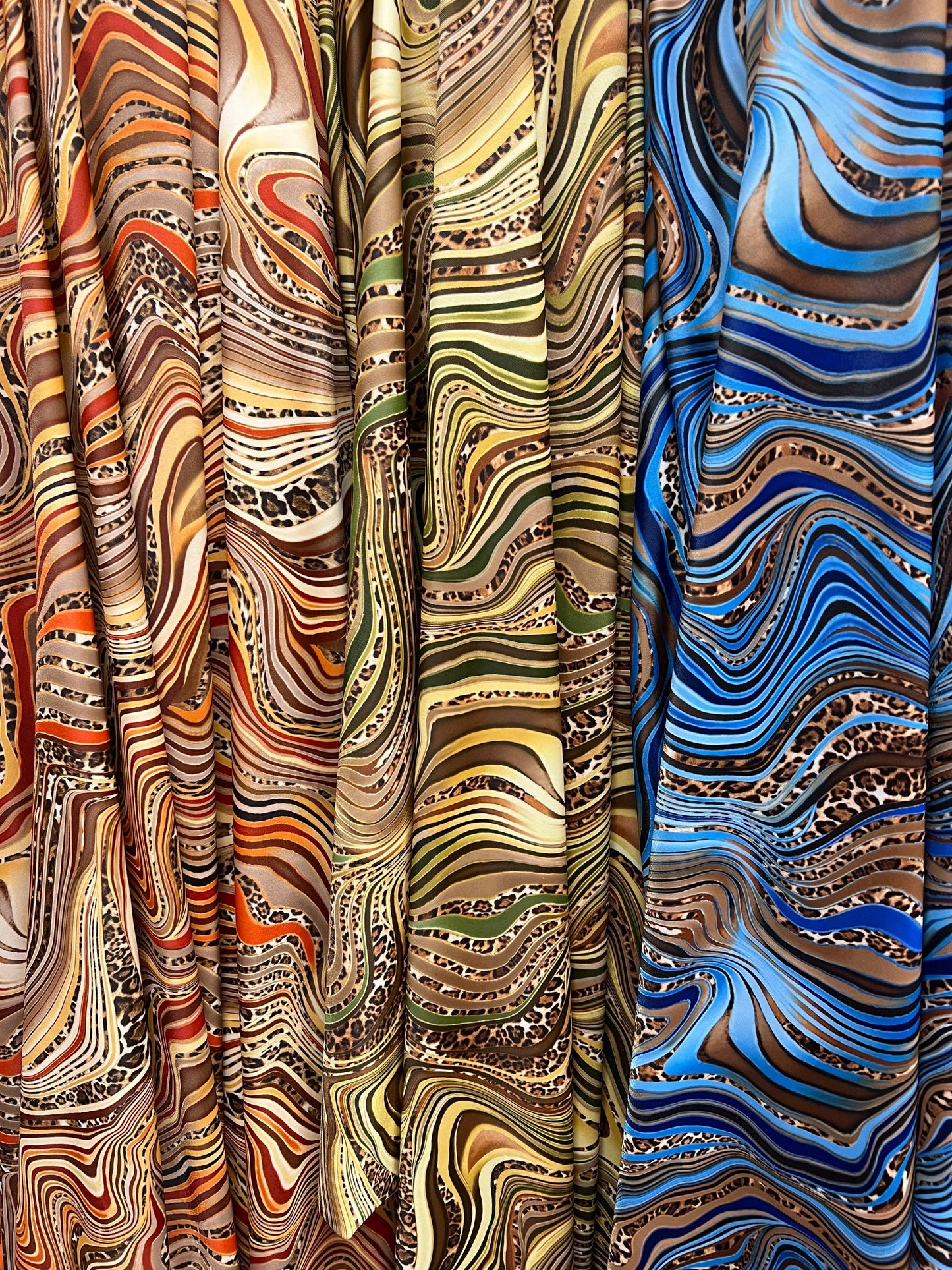 New safari abstract print on the best quality of nylon spandex4-stretch 58/60”sold by the YD.Ships worldwide from Los Angeles California USA
