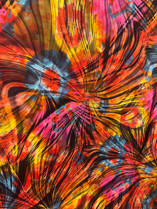 New Tie dye shibori pattern design print on the best quality of nylon spandex 4-stretch 58/60”sold by the YD.Ships worldwide from La CA