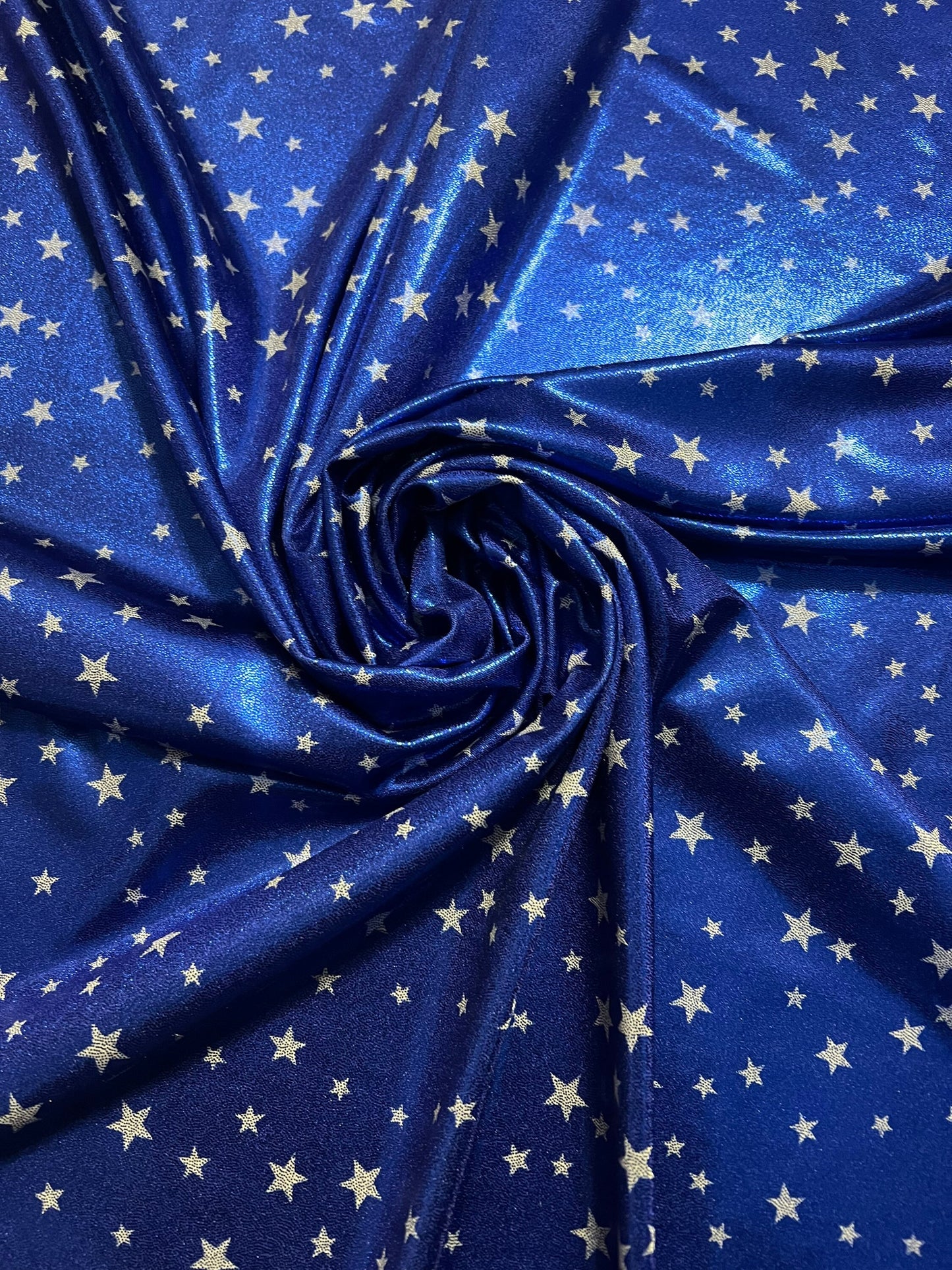 Small stars design freedom print on metallic nylon spandex 4-way stretch 58/60 by the YD. ships worldwide from Los Angeles California USA.